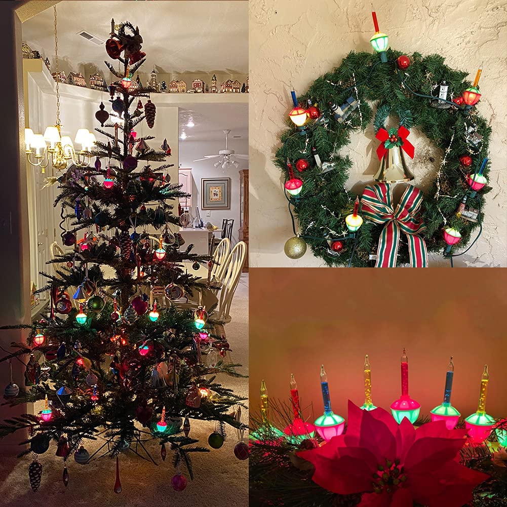 Sunsgne Christmas Bubble Lights  8.8Ft Vintage Bubble Lights With 10 Multicolor Bubble Bulbs(1 Spare) For Holiday Christmas Tree Lighting  E12 Base  Green Wire