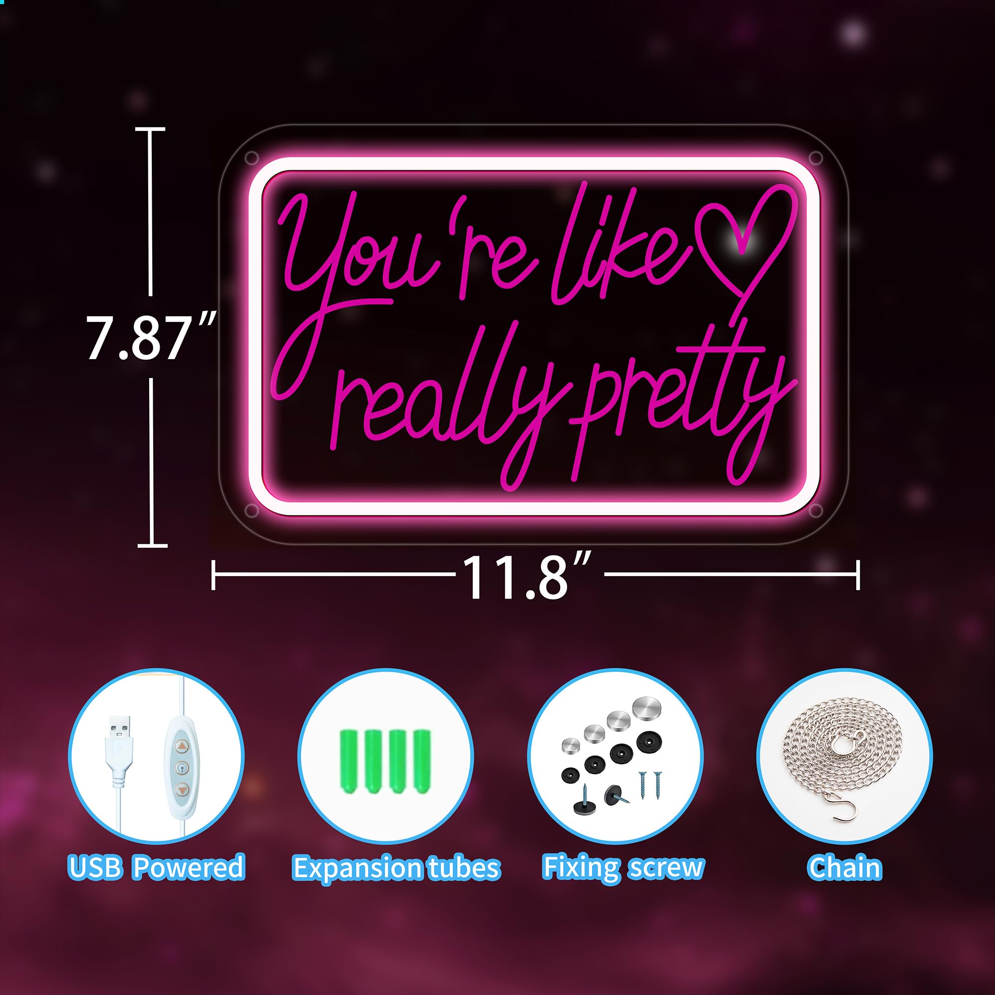 YouRe Like Really Pretty Neon Signs For Wall Decor  Neon Lights Signs For Bedroom Decor Birthday Gift For Teen Girls Led Neon Sign Pink Neon Sign For Salon  Home  Wedding  Party