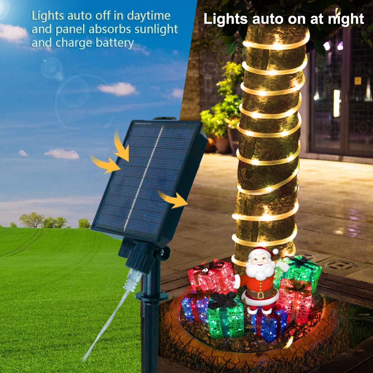 LitHome 33FT Solar Rope Lights - 100 LED Waterproof Color Changing Fairy String Lights for Outdoor Garden Decor
