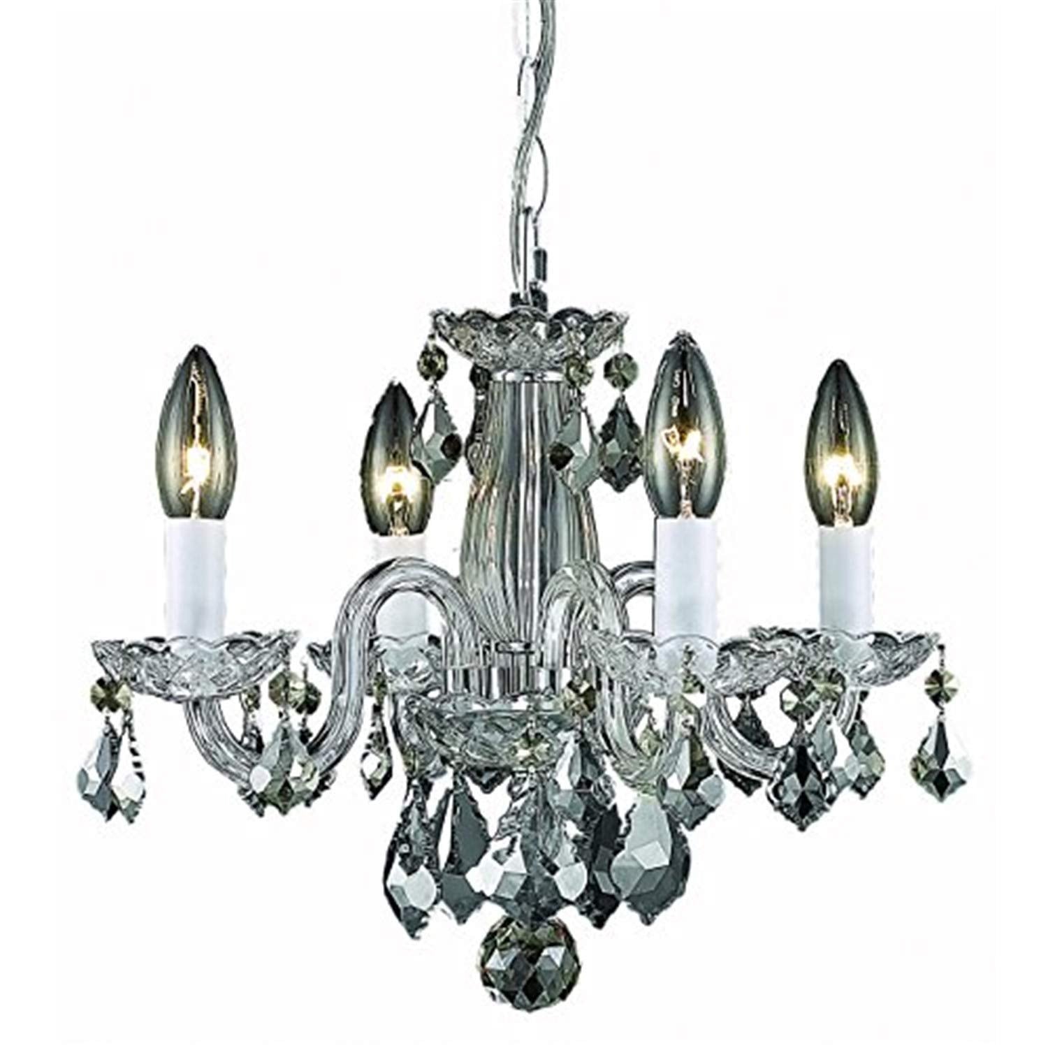 Elegant Lighting Rococo 4 Light Chrome Clear Hanging Pendant Lamp with Royal Cut Crystal