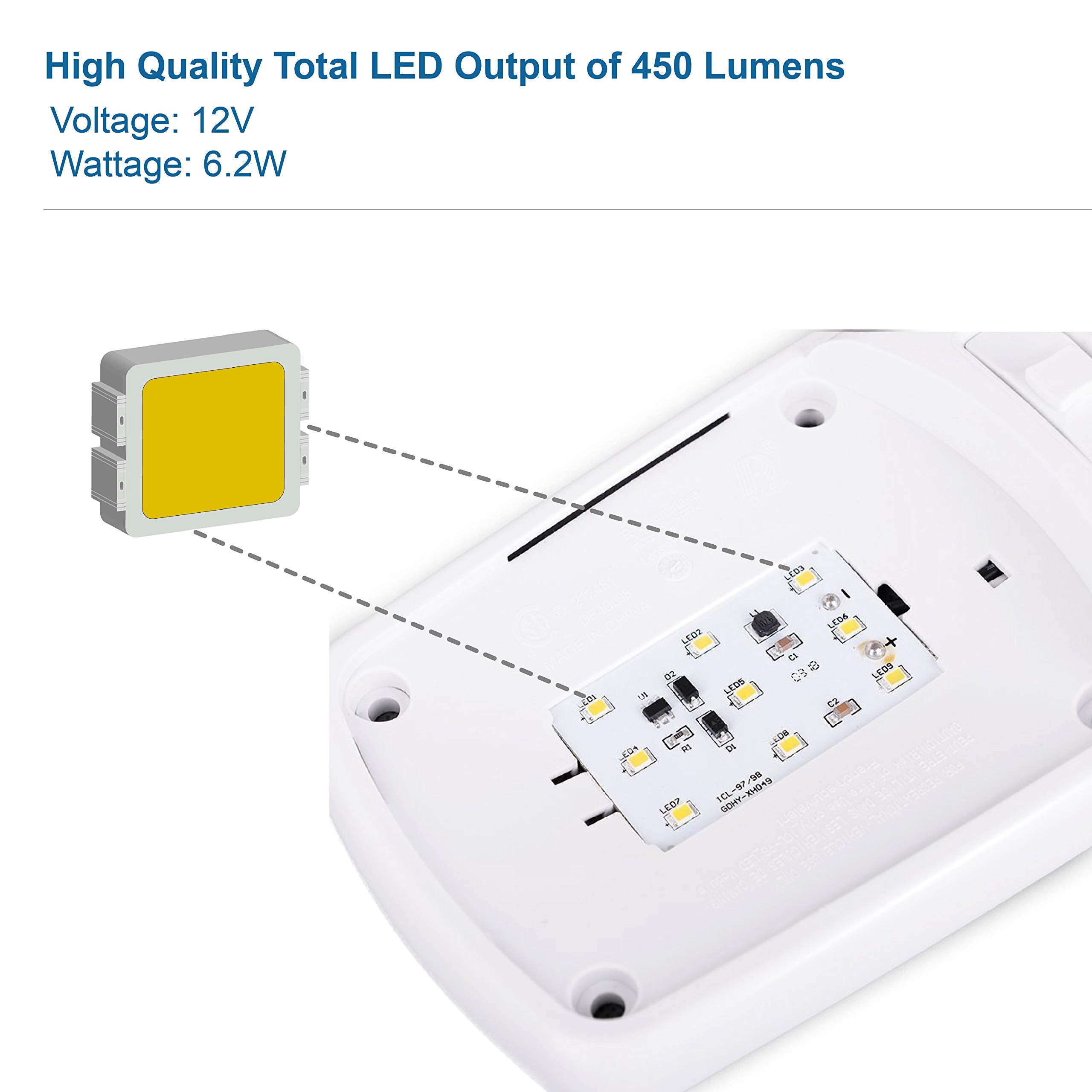 Lumitronics Rv Led Lights Interior – Soft & Cozy Warm Light - Camper Ceiling Light Fixture 12 Volt Led Lights For Rv Interior With 3-Way Switch For Rv Lighting (1-Pack)
