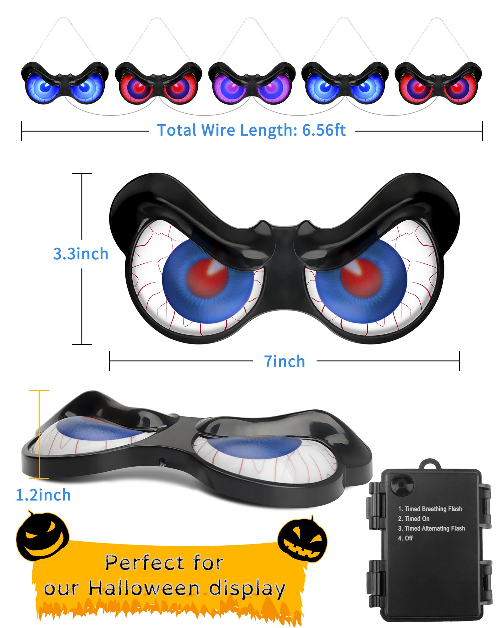 Halloween Decorations, Flashing Peeping Eyes, Spooky Animated Led Eyes, Dark Activite, Halloween Glowing Decorations, Outdoor Halloween Decor (5 Pack)