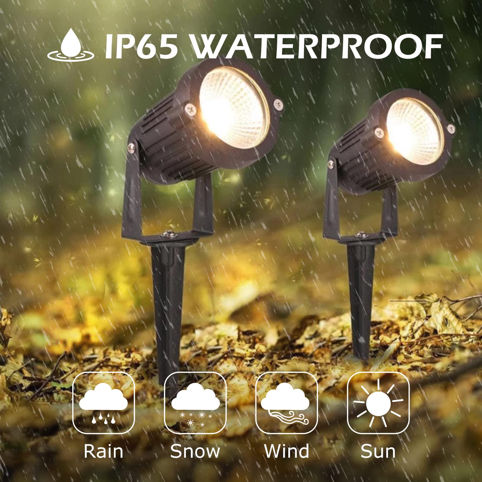 REEGOLD 7W LED Landscape Spotlights - 700LM Warm White - IP65 Waterproof - 6 Pack, Aluminum, 12V/24V for Garden/Yard Pathway