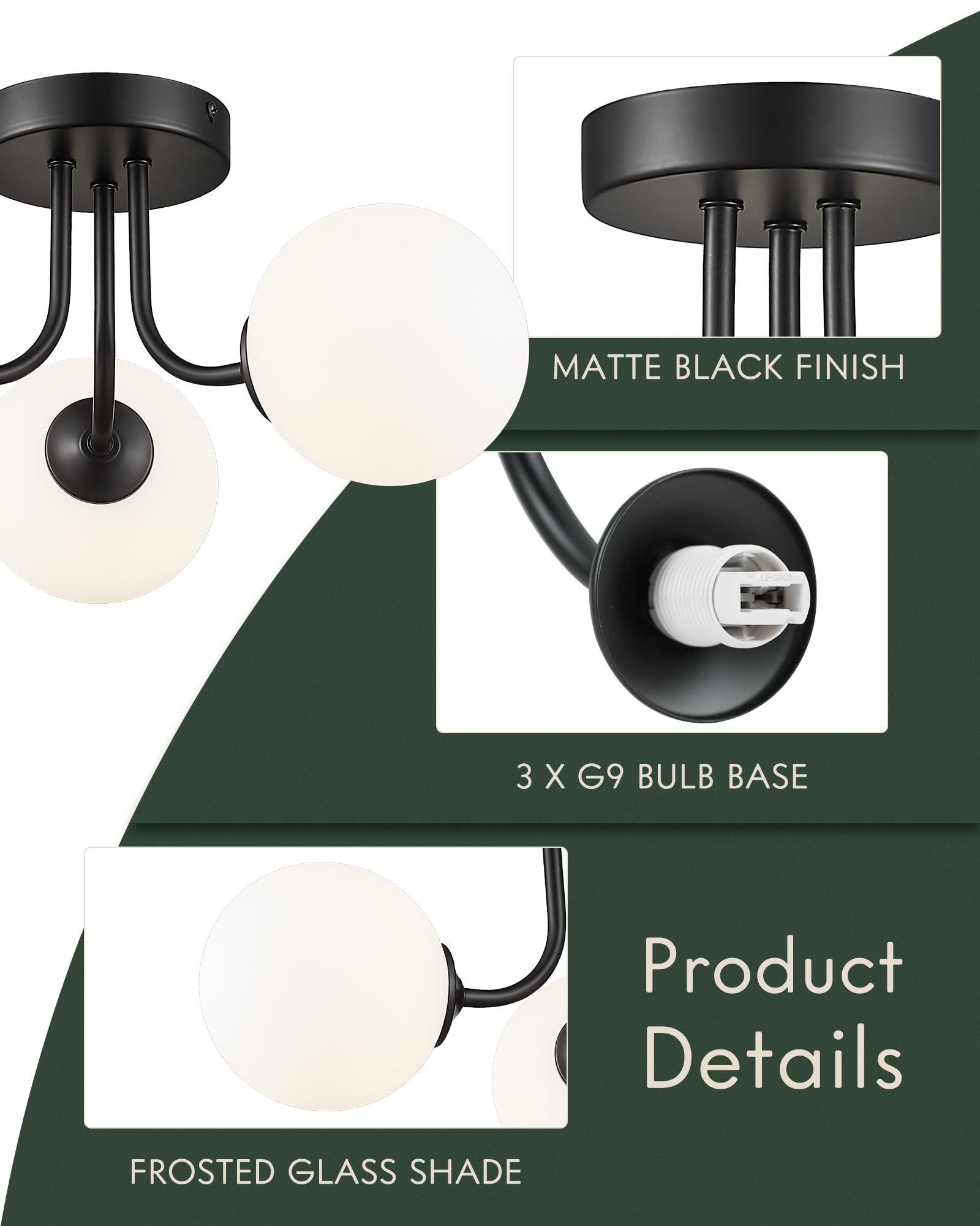 Cargifak 3-Globe Black Flush Mount Ceiling Light In A Modern Farmhouse Design Is Ideal For Living Rooms, Bedrooms, Or Dining Roo