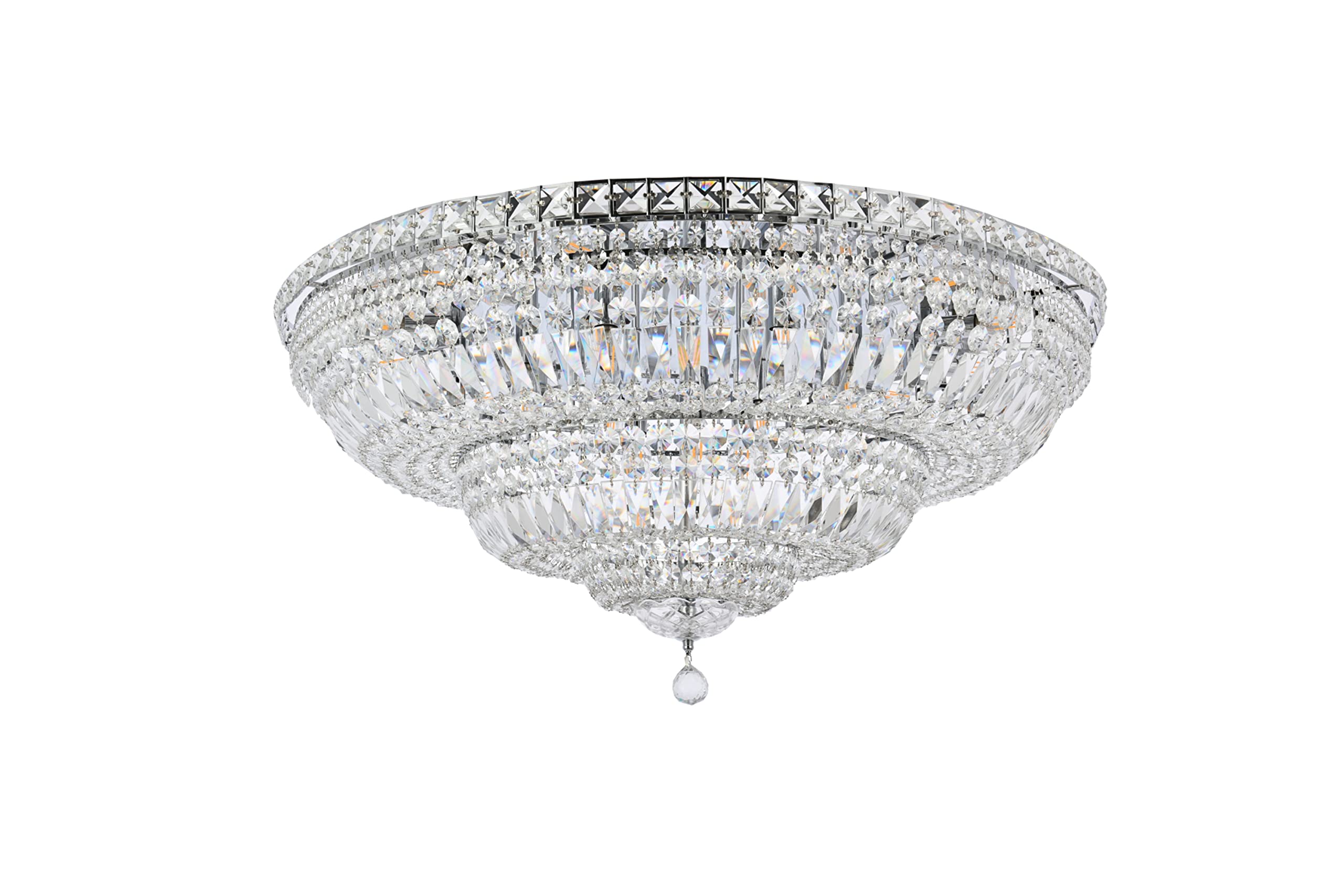 Elegant Lighting Tranquil - Twenty-One Light Flush Mount-Chrome Finish-Royal Cut Crystal Type