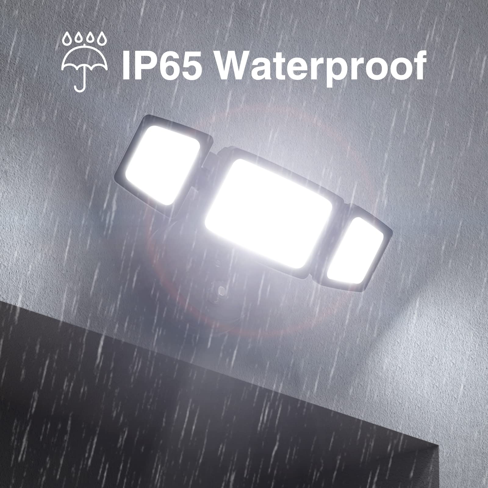 Onforu 60W LED Dusk to Dawn Flood Lights, 6000LM, IP65 Waterproof, 3 Adjustable Heads, 6500K Daylight White, Black, Model BDB