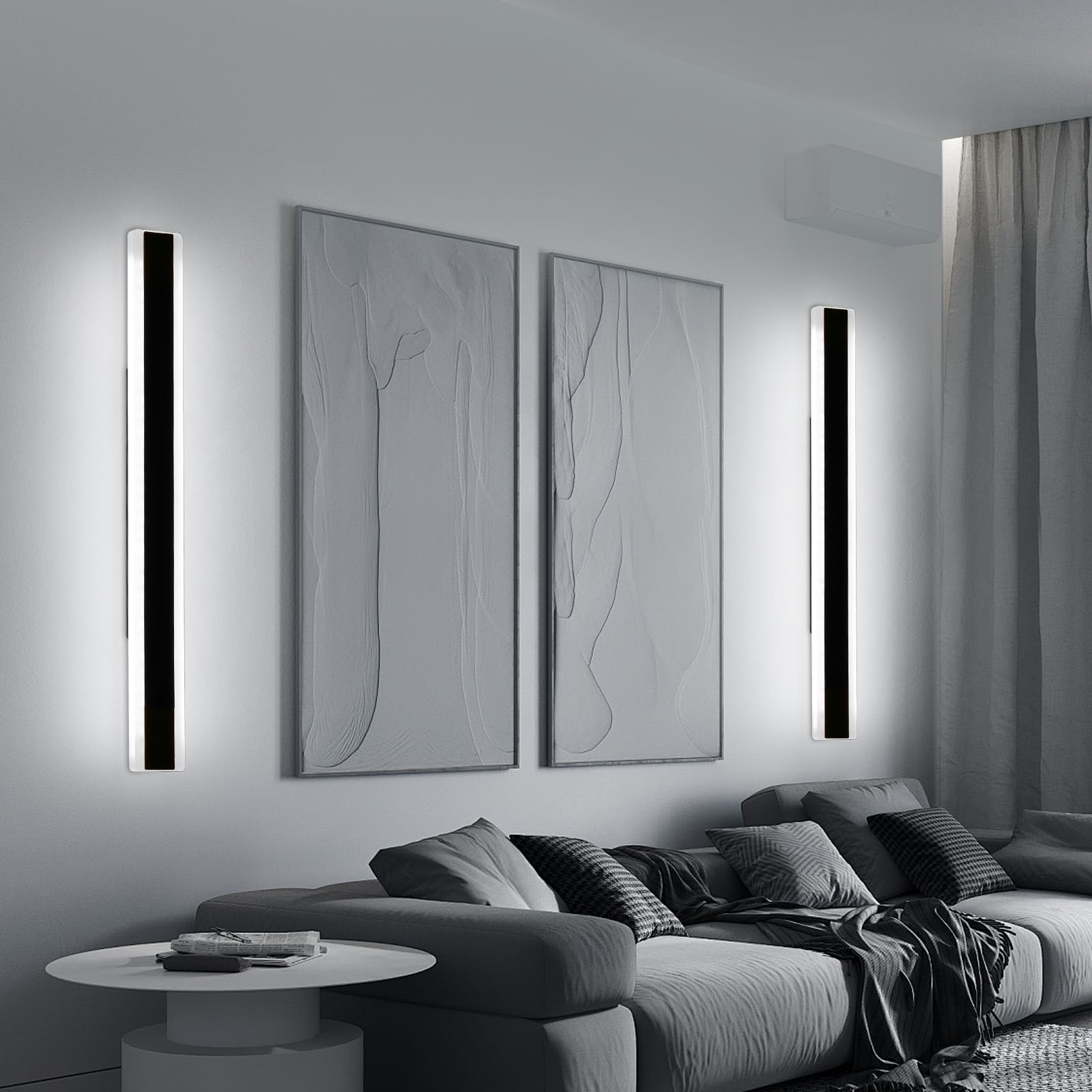 Mikeru 39.3Inch Long Led Wall Light  6000K Cool White Modern Outdoor Wall Light Ip65 Waterproof Black Acrylic Porch Exterior Lighting Fixtures  Exterior Wall Mount Lights For Garage Front Door