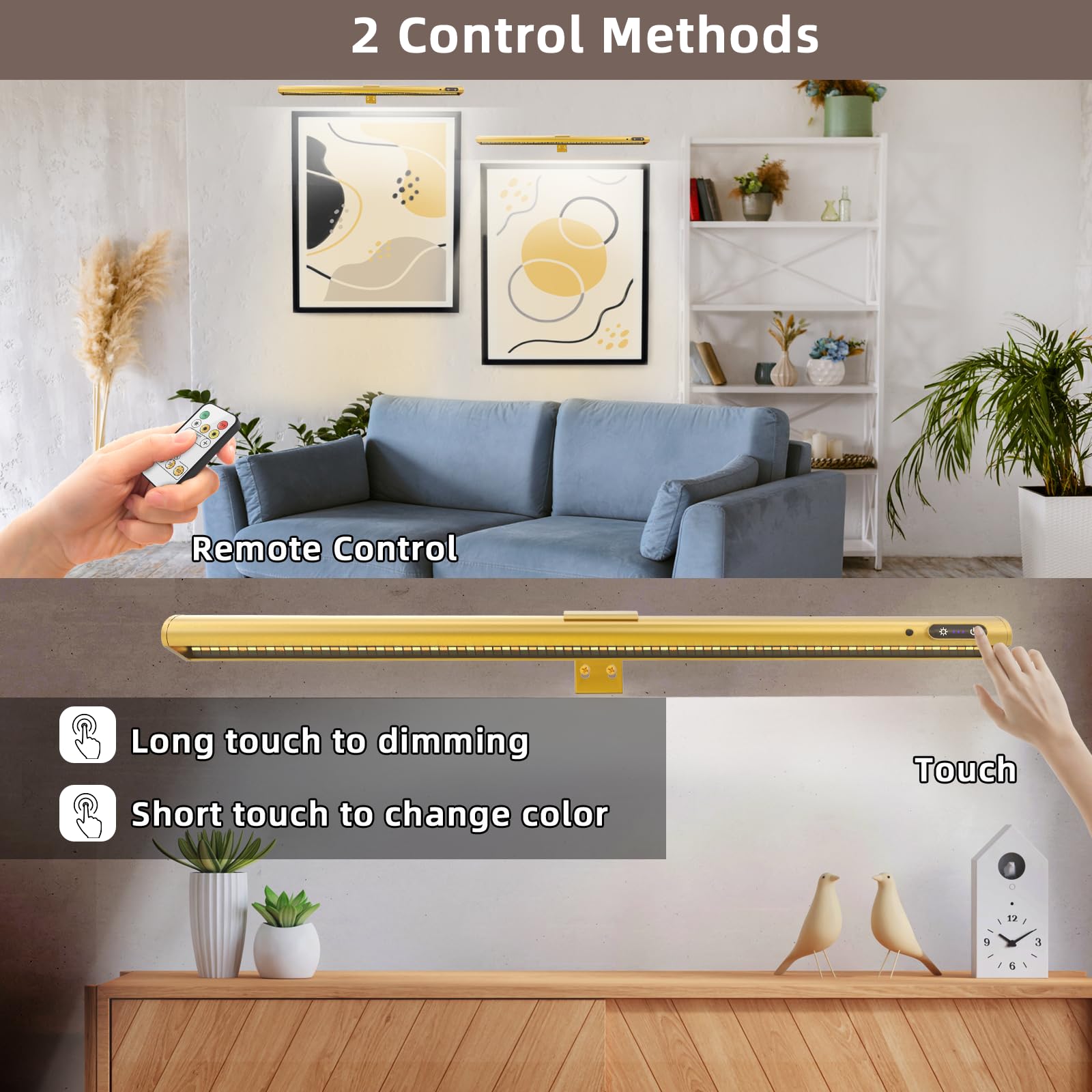 Kavedodu Battery Operated Picture Light, 19.7In Picture Lights For Wall Cct Dimmable Art Lighting For Paintings Wireless Battery
