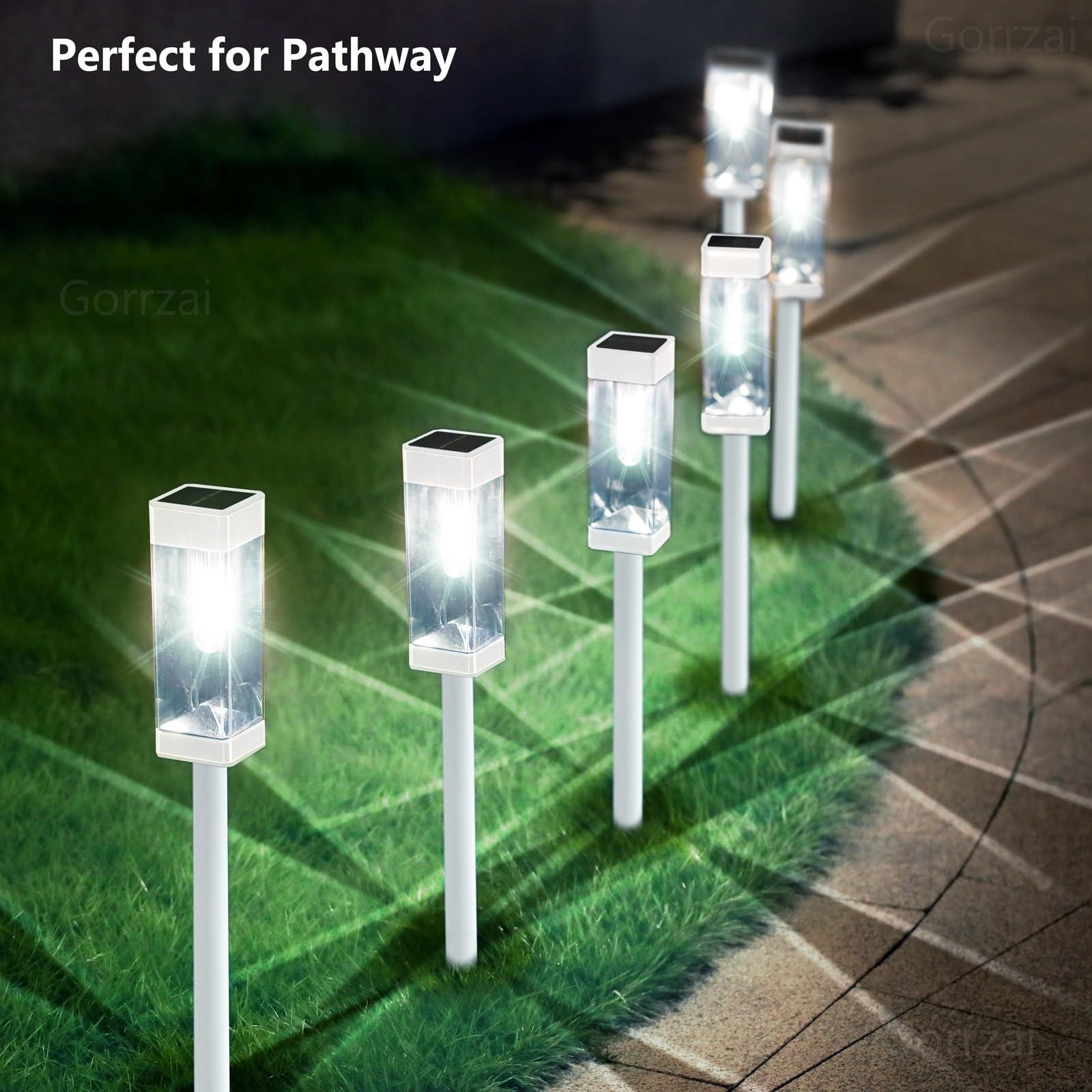 Gorrzai Solar Pathway Lights 8 Pack Solar Outdoor Lights With Led Tungsten Filament Bulb Waterproof Stainless Steel Garden Light