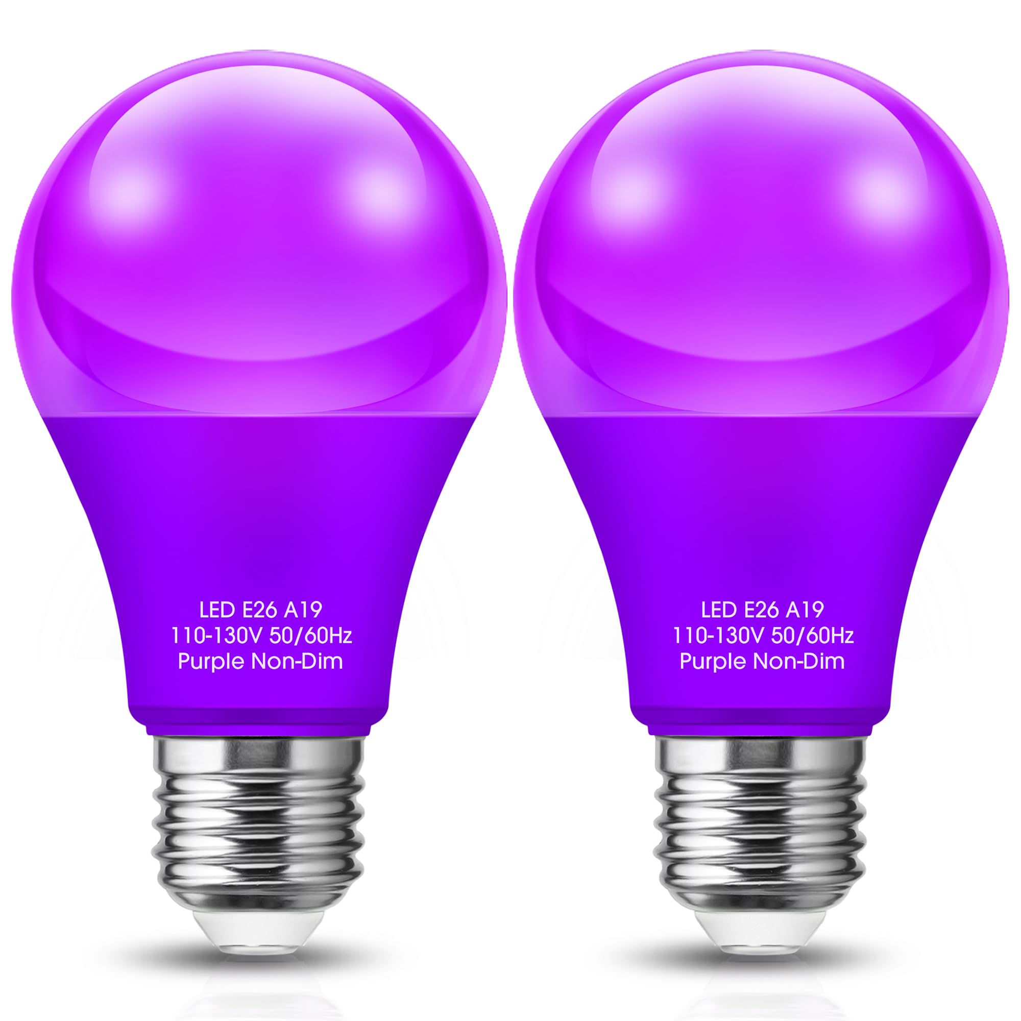 Doresshop Purple A19 Led Light Bulb  60W Equivalent  720 Lumens  E26 Base  Energy Efficient  Long-Lasting Colored Light Bulb For Halloween Decorations  Parties  And Mood Lighting  Non-Dimmable  2 Pack