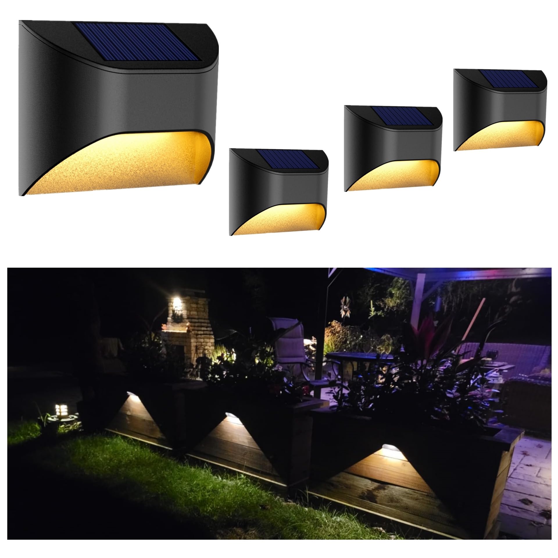 VWCYL+ Solar Fence Lights - Solar Deck Lights - Solar Step Lights - Solar Stair Lights - Warm White/Daylight/Cool White Options 