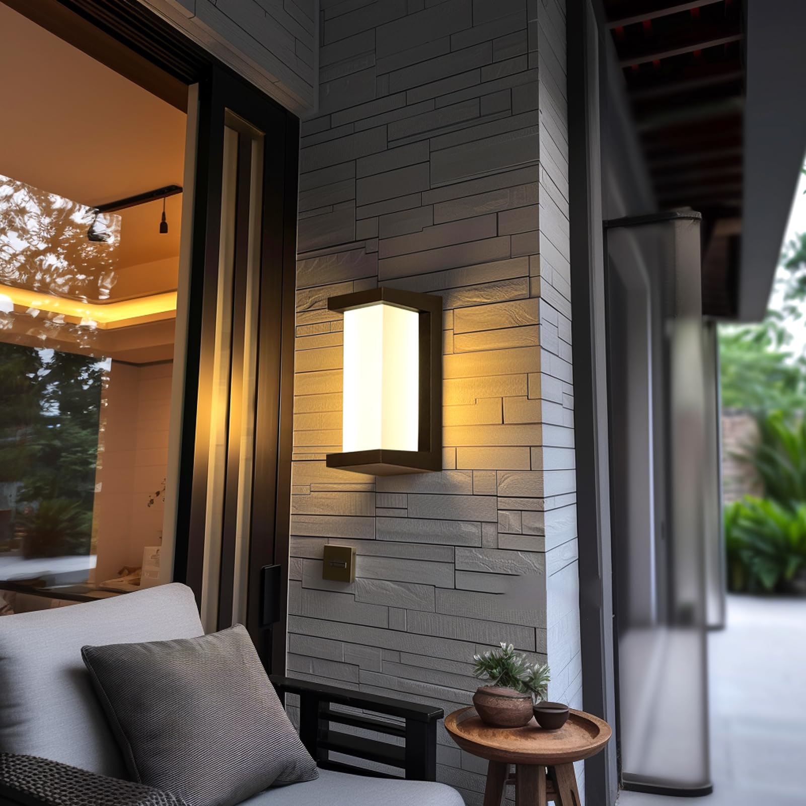 iYogaled Black Outdoor Wall Light Fixture, 12W IP65 Waterproof, Modern Rectangular Design, 1 Pack