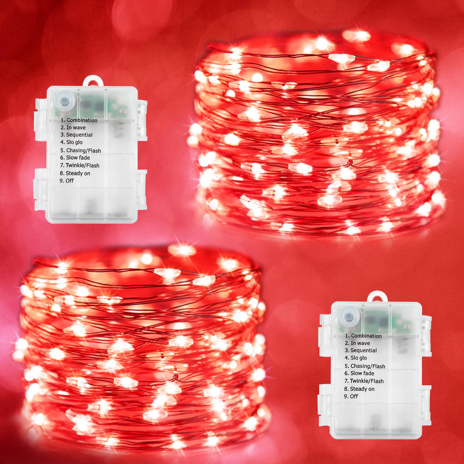 2 Pack Fairy Lights Battery Operated 200 LED 66Ft Silver Wire Starry String Lights Auto Timer 8 Modes Waterproof Mini String Lig
