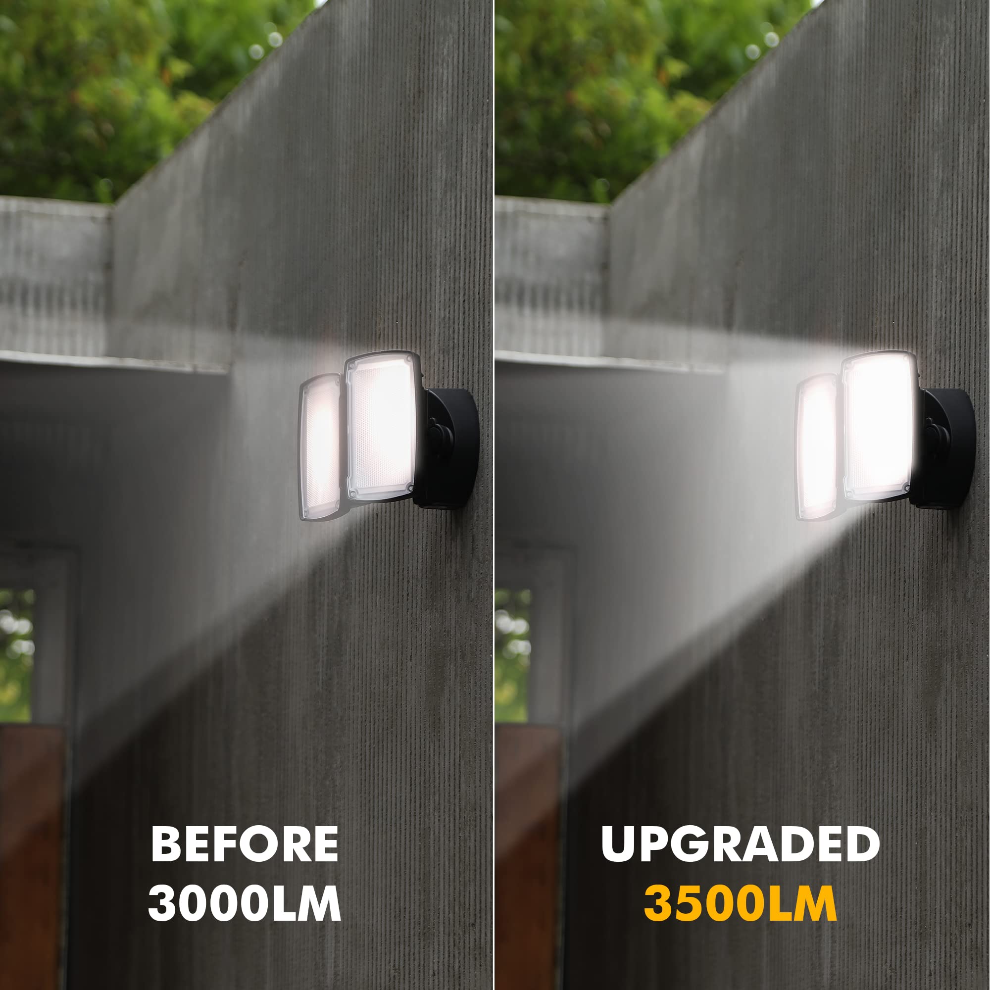 LUTEC Dual-Head LED Floodlight 3500 Lumen 32W 5000K Black 2-Pack Waterproof Security Light