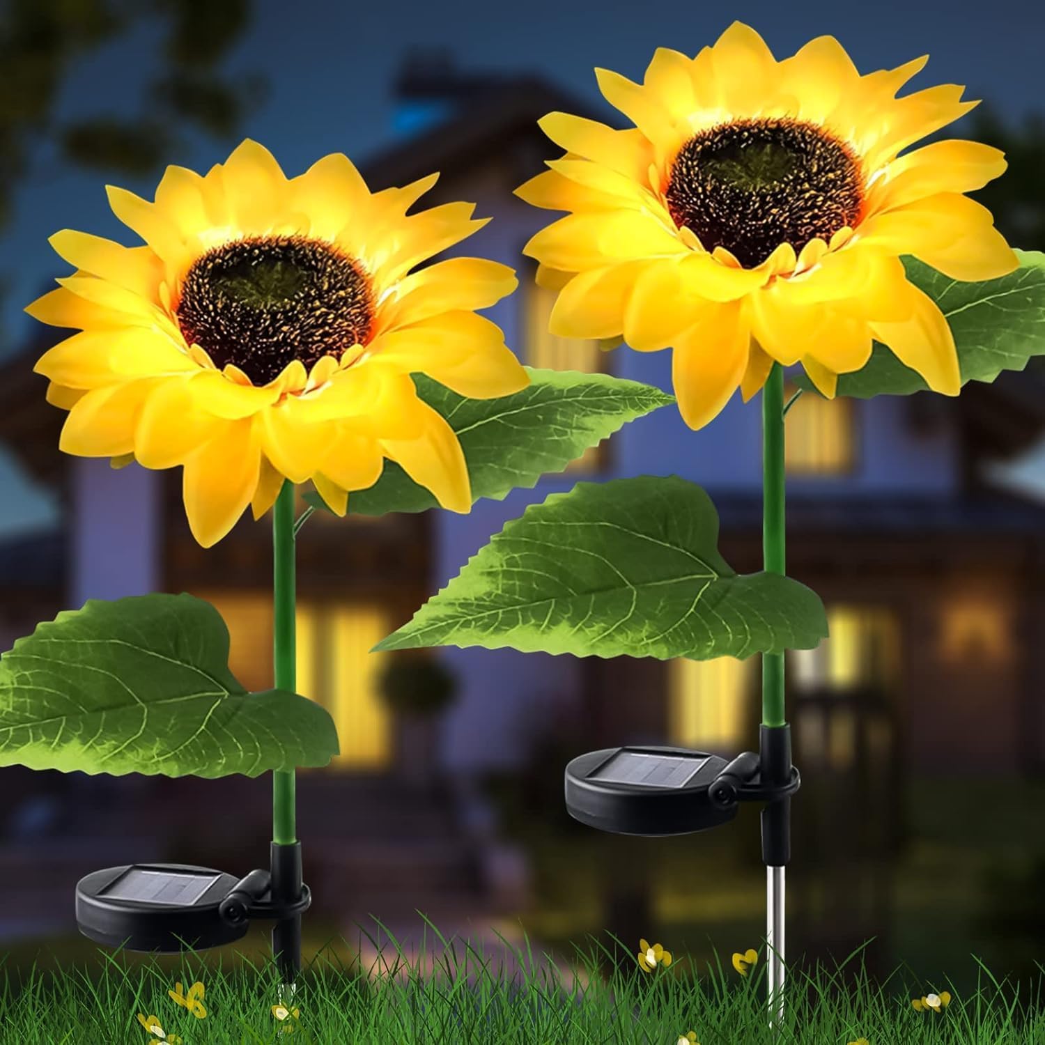 DAYBETTER Sunflower Solar Lights Waterproof Garden Lights | 20 LED Starburst Swaying Lights | Solar Outdoor Garden Decor for Bal