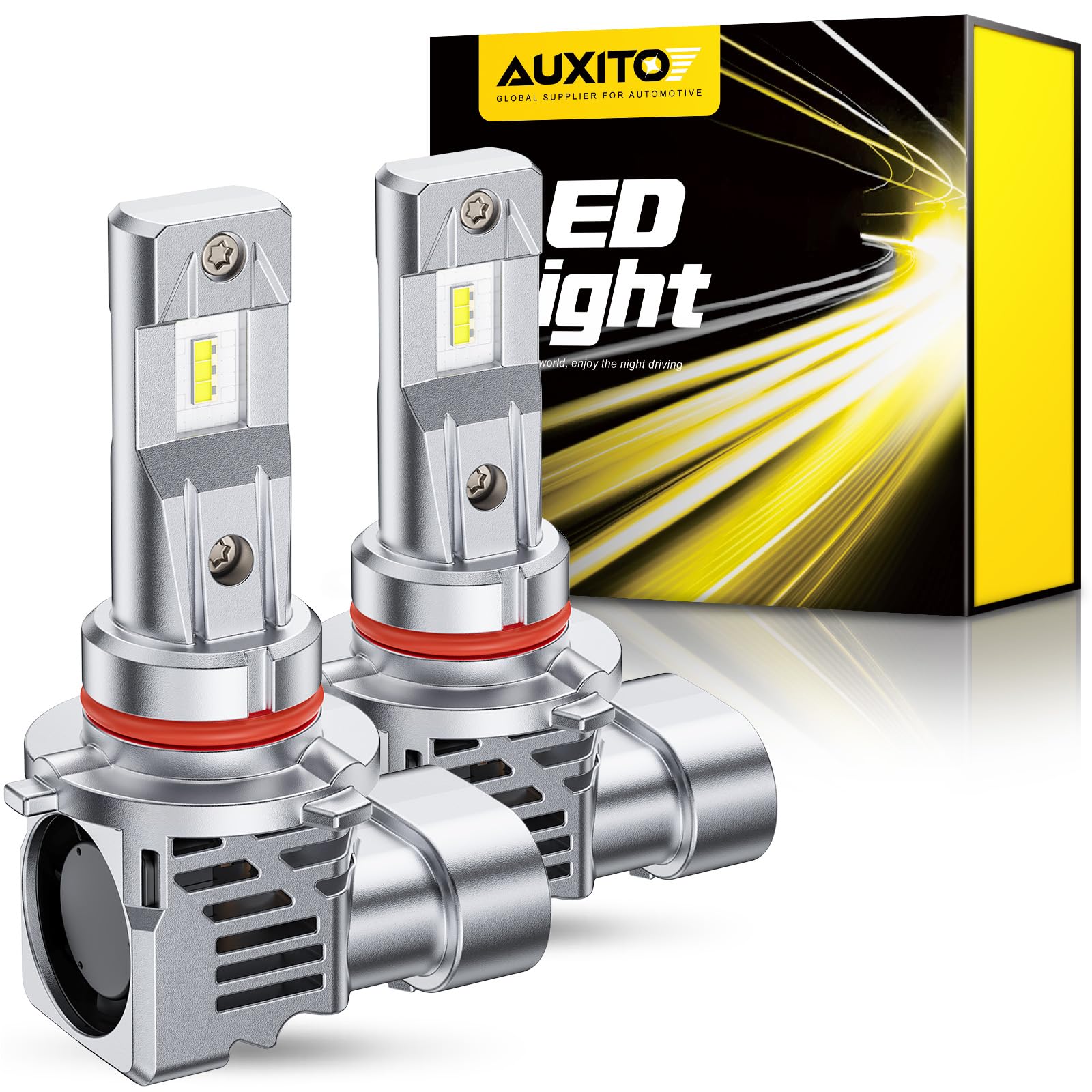 Auxito 9012 Led Bulb  800% Brighter Ultra-Bright  6500K White  Mini Size Wireless Plug And Play Automotive Lighting  Pack Of 2
