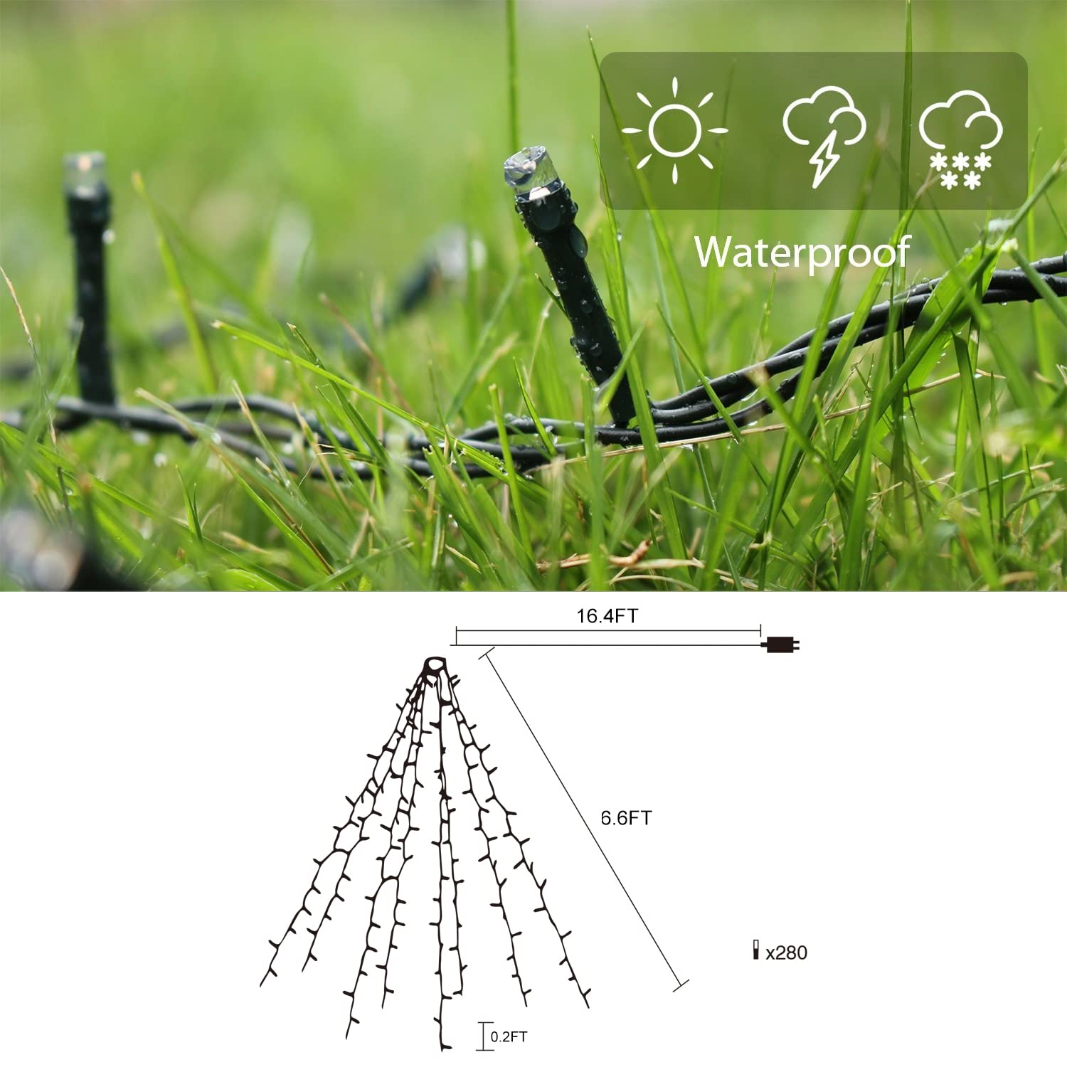 Salcar 6.6Ft X 8 Strands Easy To Install Christmas Tree Lights With 8 Modes Memory Timer Function, 280 Leds Ul Certified Ultra-B