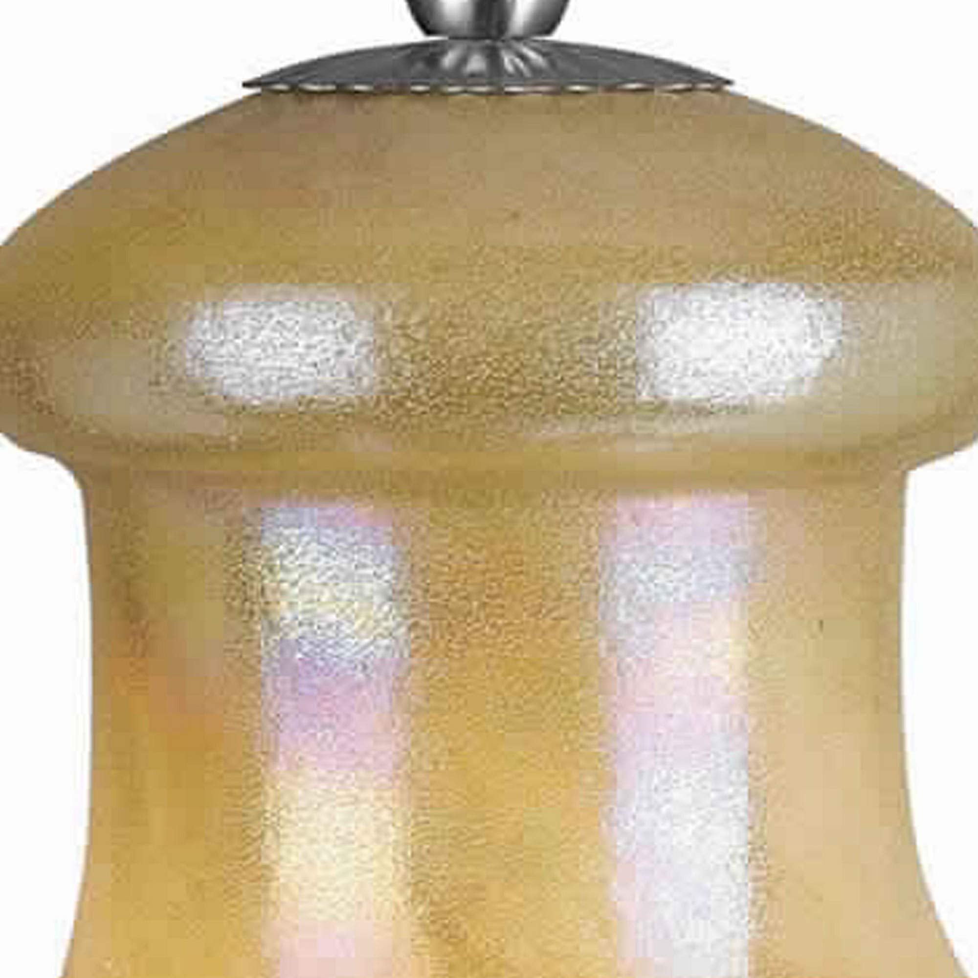 Benjara Bm223548 Bell Design Glass Shade Pendant Lighting With Cord, Beige And Silver