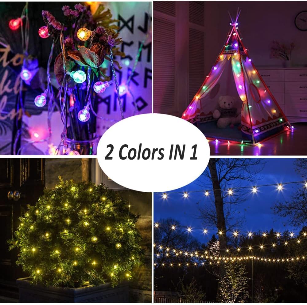Mocalido 40Ft Globe String Lights Battery Operated Outdoor, 80 Leds Hanging Lights With Remote, Warm White & Multicolor Waterproof Fairy Lights For Outside Indoor Classroom Bedroom Decor
