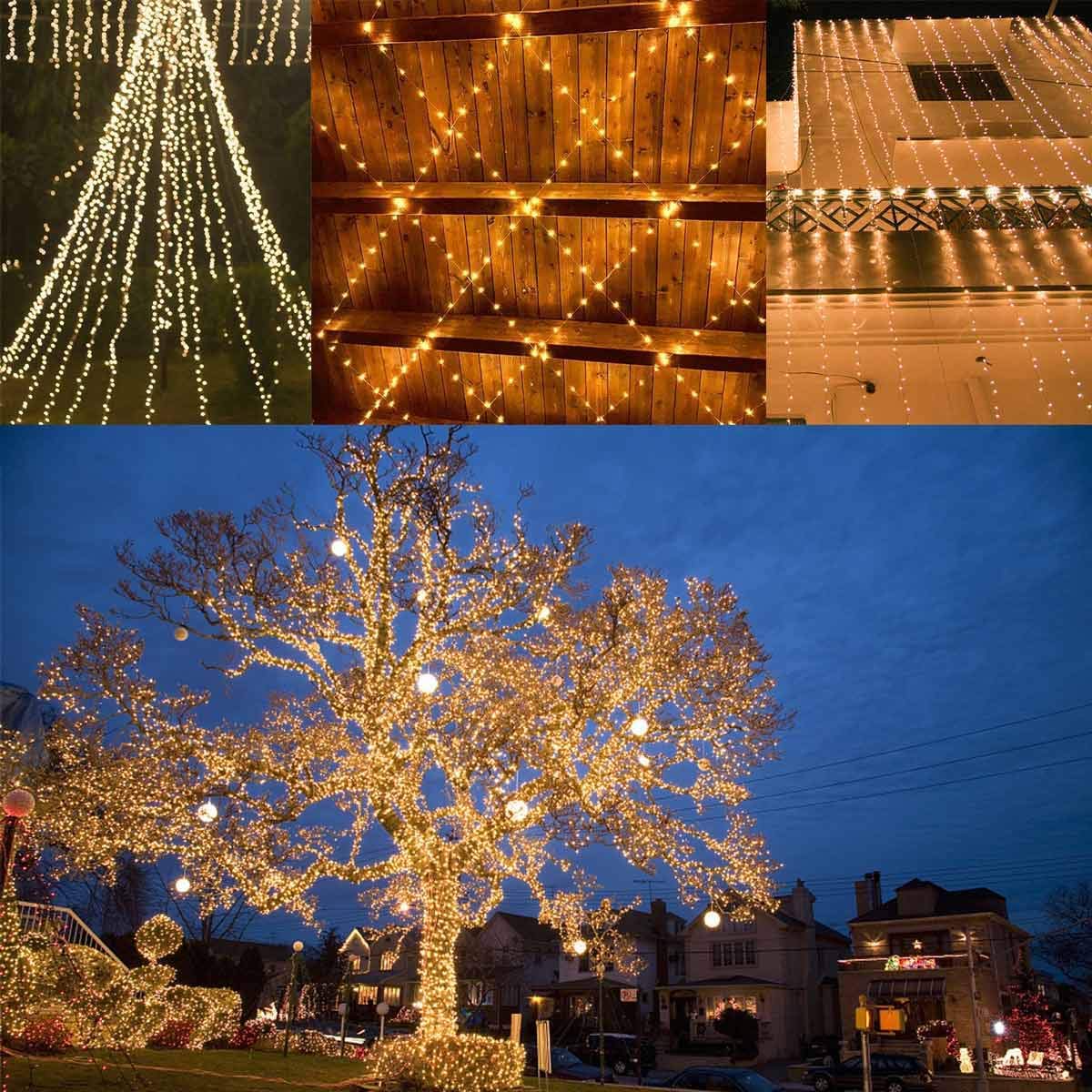 Solar String Lights Outdoor, 2 Pack 144Ft 400 Led Solar Christmas Twinkle Lights Outside Waterproof Copper Wire With 8 Modes Solar Fairy Lights For Garden Tree Birthday Christmas Decor(Warm White)