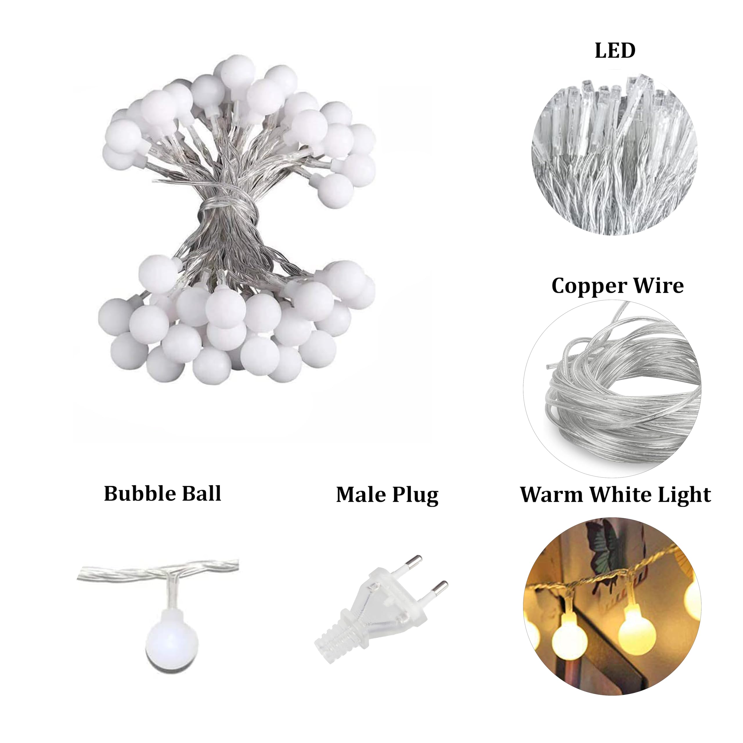 fizzytech Plastic Bubble Ball String Lights Of Home Decoration Diwali Light For Party Birthday Diwali Christmas Navratri Valenti