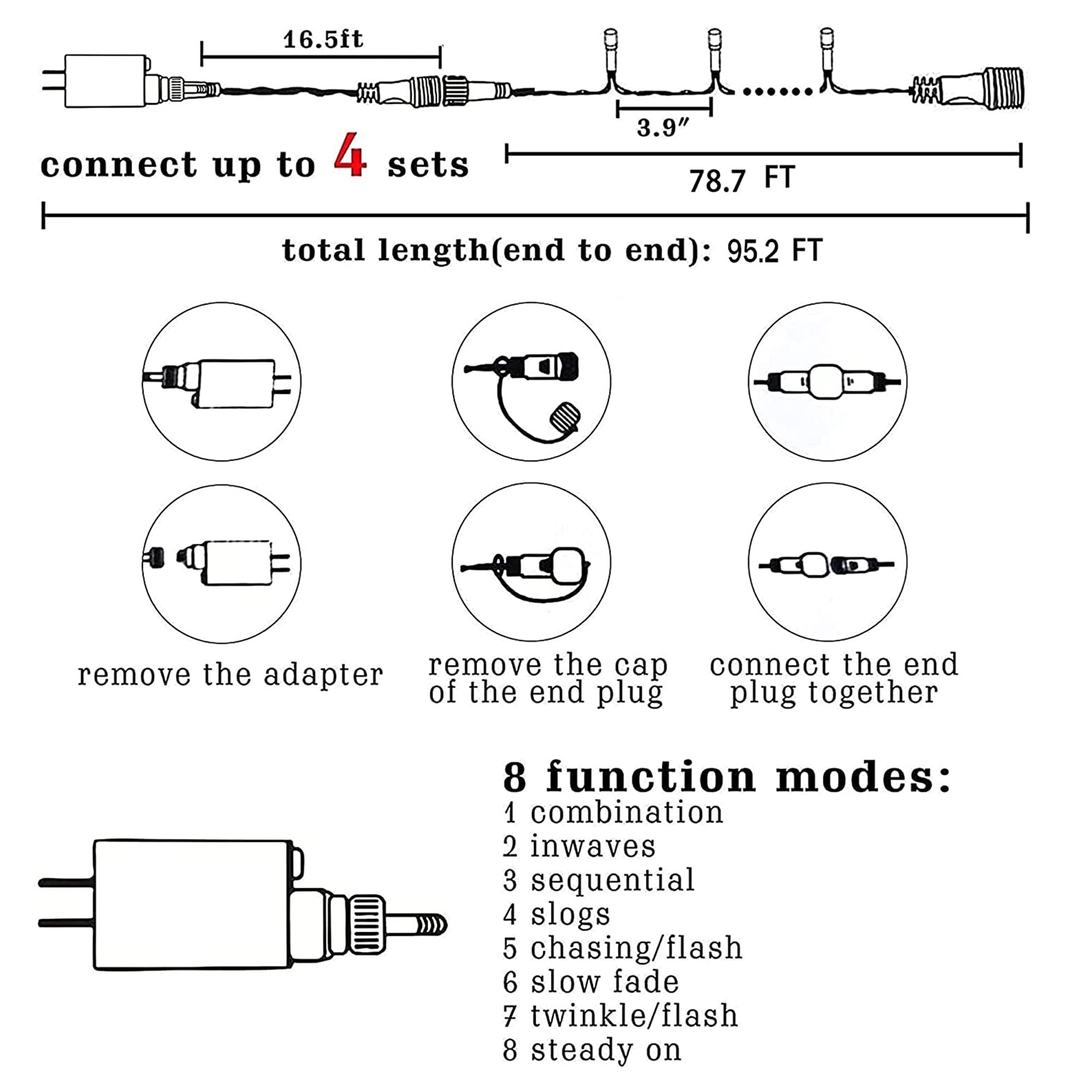 Dazzle Bright Warm White Christmas String Lights, 82Ft 1000 Led Waterproof Green Wire Fairy Lights With 8 Modes, Outdoor Lights
