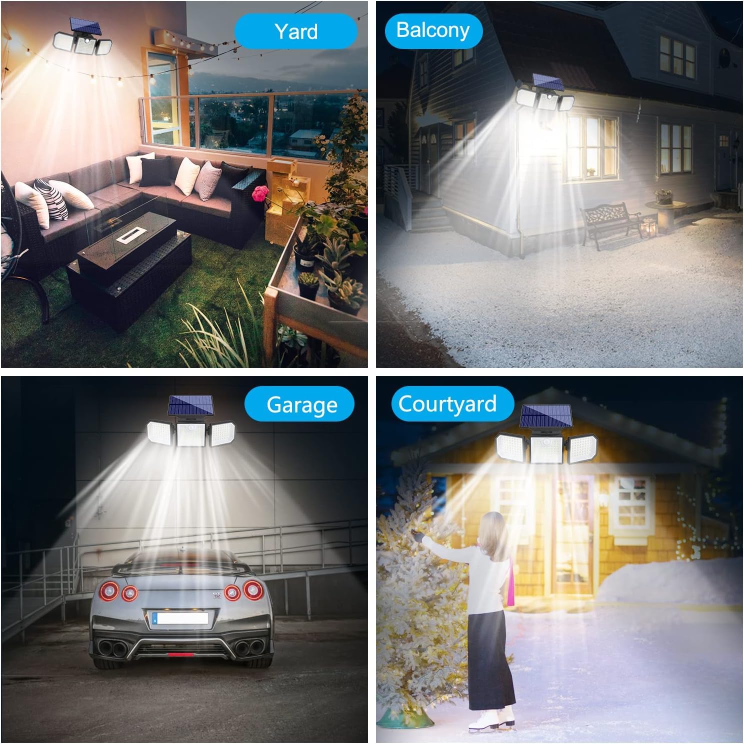 Sunenvoy Solar Flood Lights with Motion Sensor, 2500LM, 3 Modes, 270° Wide Angle, Pack of 2, Model S2303