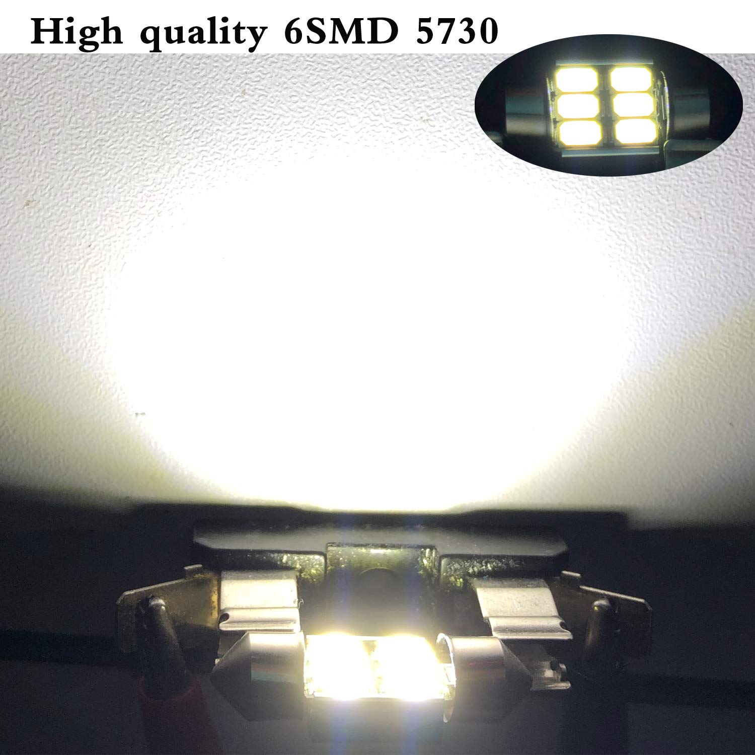 Toribio 31Mm Led Bulbs, 6000K Pure White, Error Free Canbus, 6-Smd 5730 Chipsets, Aluminum, 4Pcs