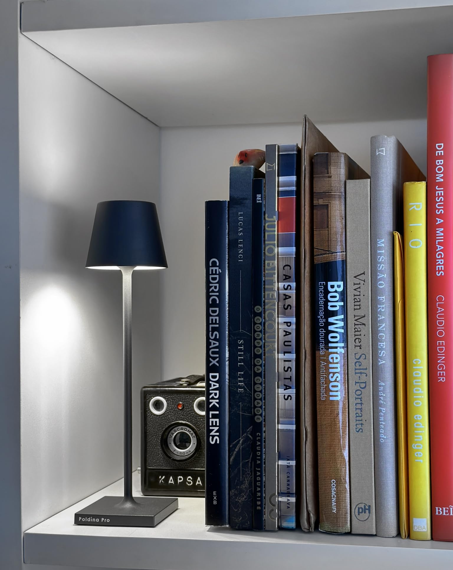 Zafferano Poldina Micro Lamp Cordless Table Lamp Rechargeable Touch Control 10.8in Dark Grey LD0490N3
