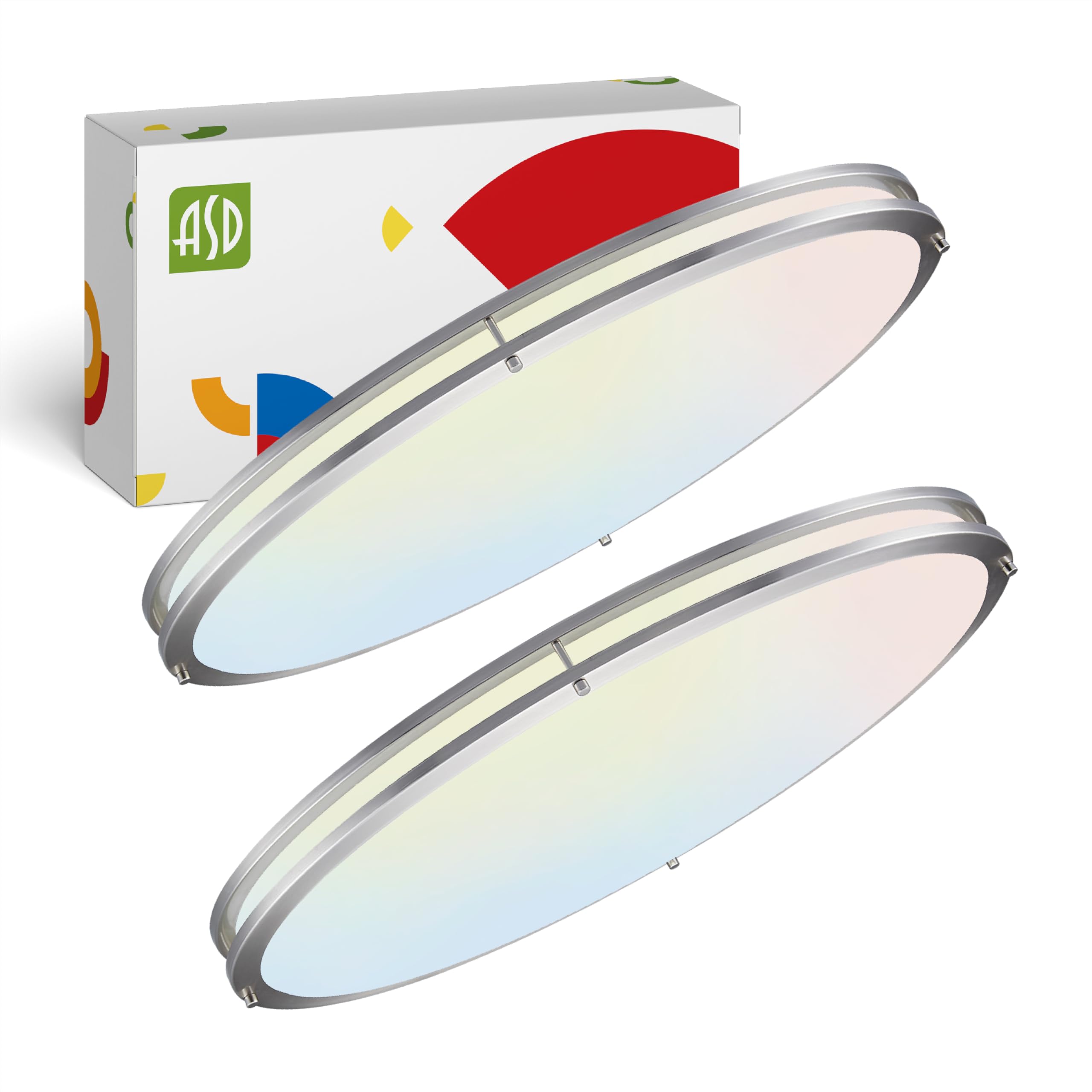 ASD LED Flush Mount Light Fixture, 45W, 3750LM, Dimmable, 32 Inch, Brushed Nickel, 2 Pack, Model A-LFMOV-M32D