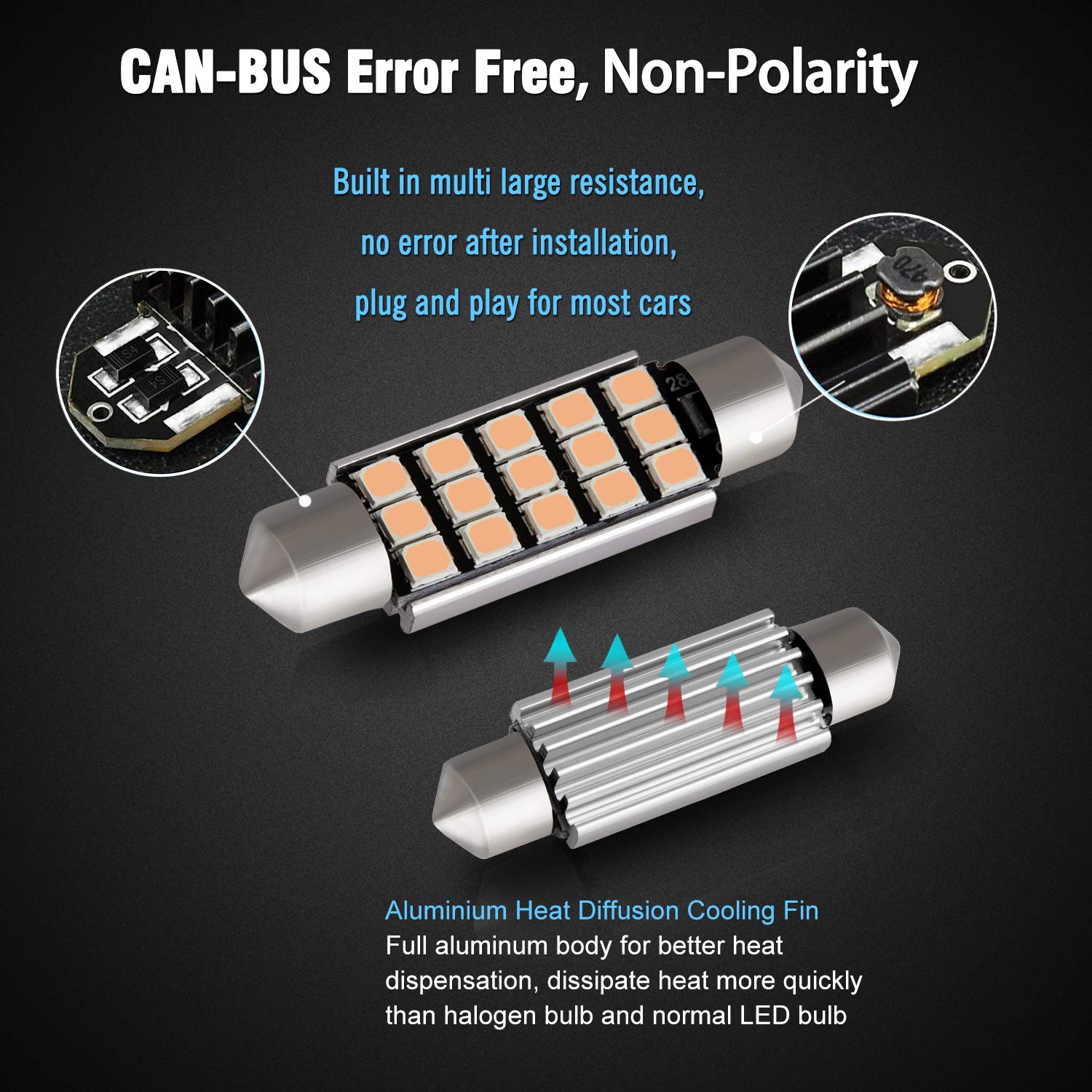 Brishine 578 211-2 Led Bulbs, Super Bright Purple 2835 Chipsets Canbus Error Free 41Mm 42Mm 1.72    Festoon 212-2 569 Led Bulbs