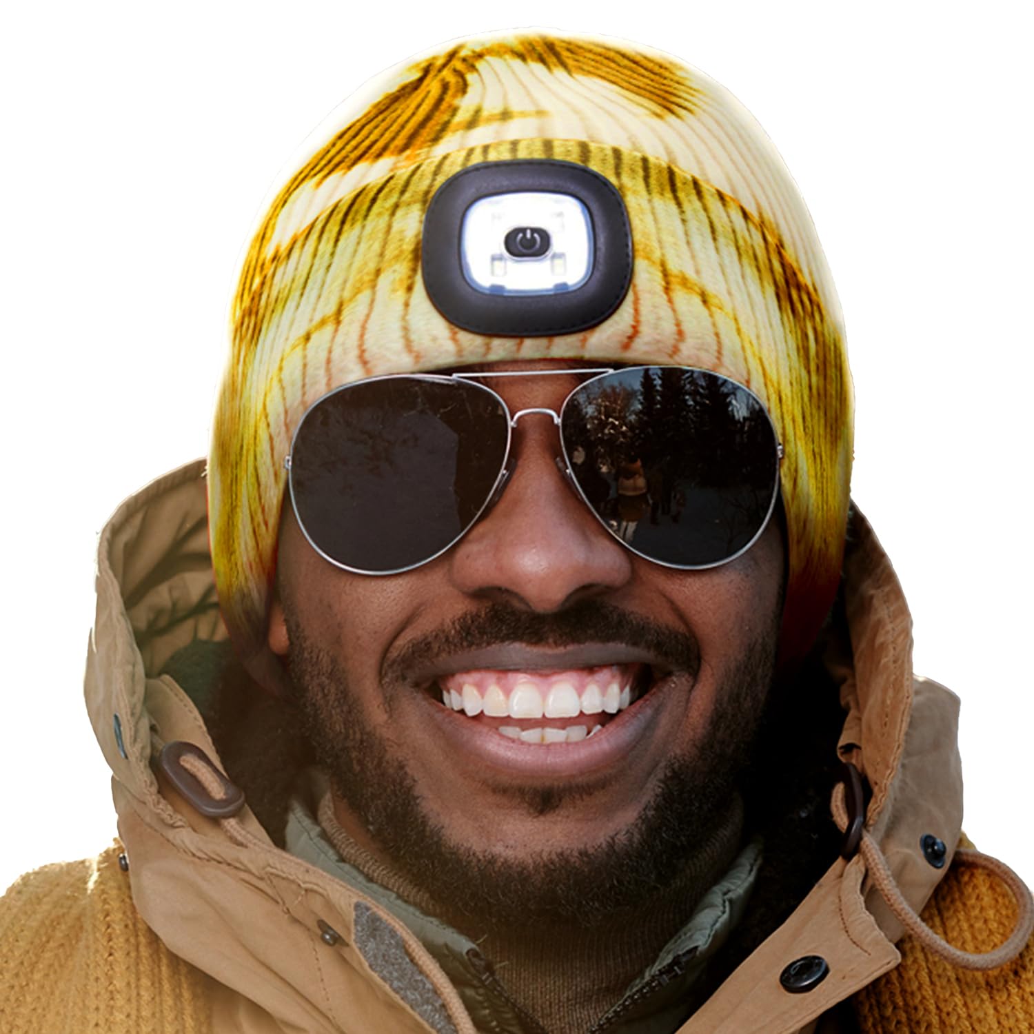 Head Lightz Headlightz By Roq Innovation - Beanie With Light, Unisex Led Beanie Hat With Light Built In, Rechargeable, Yellow Ti