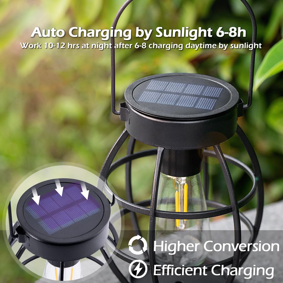 Leidrail Solar Lantern Outdoor Hanging Waterproof Lights, Metal Led Lanterns Sun Powered Landscape Decor For Table Garden Yard P