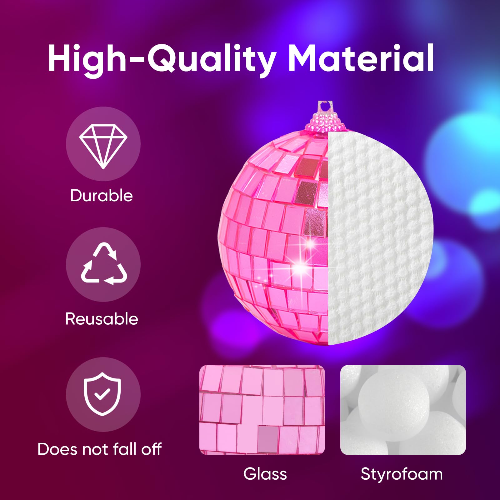 Pink Mini Disco Ball Decor: 42 Pack Hanging Mirror Ball Ornaments Different Sizes - Disco Balls Decorations Bulk For Party Christmas Tree Cake Room Birthday(1.2 Inch  2 Inch  2.4 Inch  3 Inch)