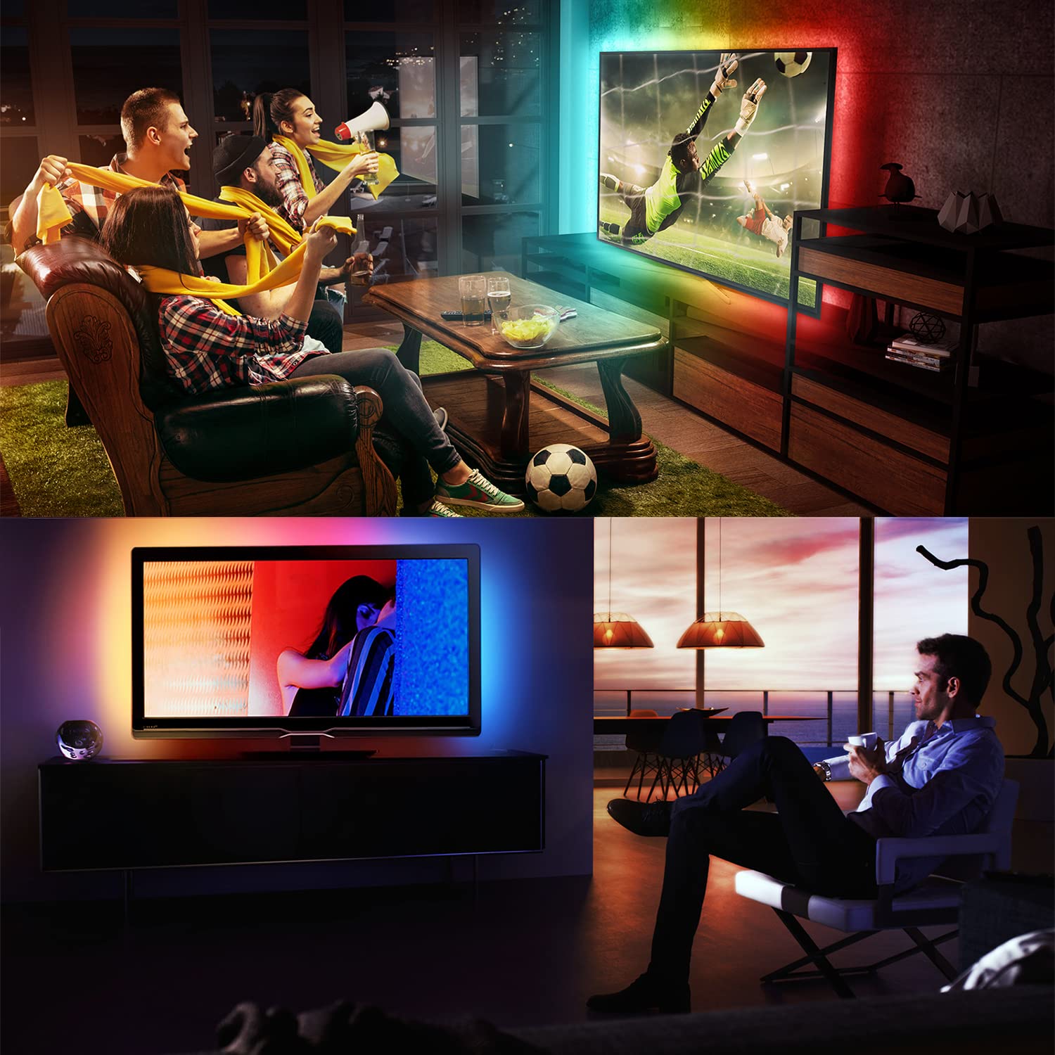 DAYBETTER LED Strip Lights for TV 75-85 Inch, 16.4ft Bluetooth Backlight with Remote, Model DTHTVRGB05B