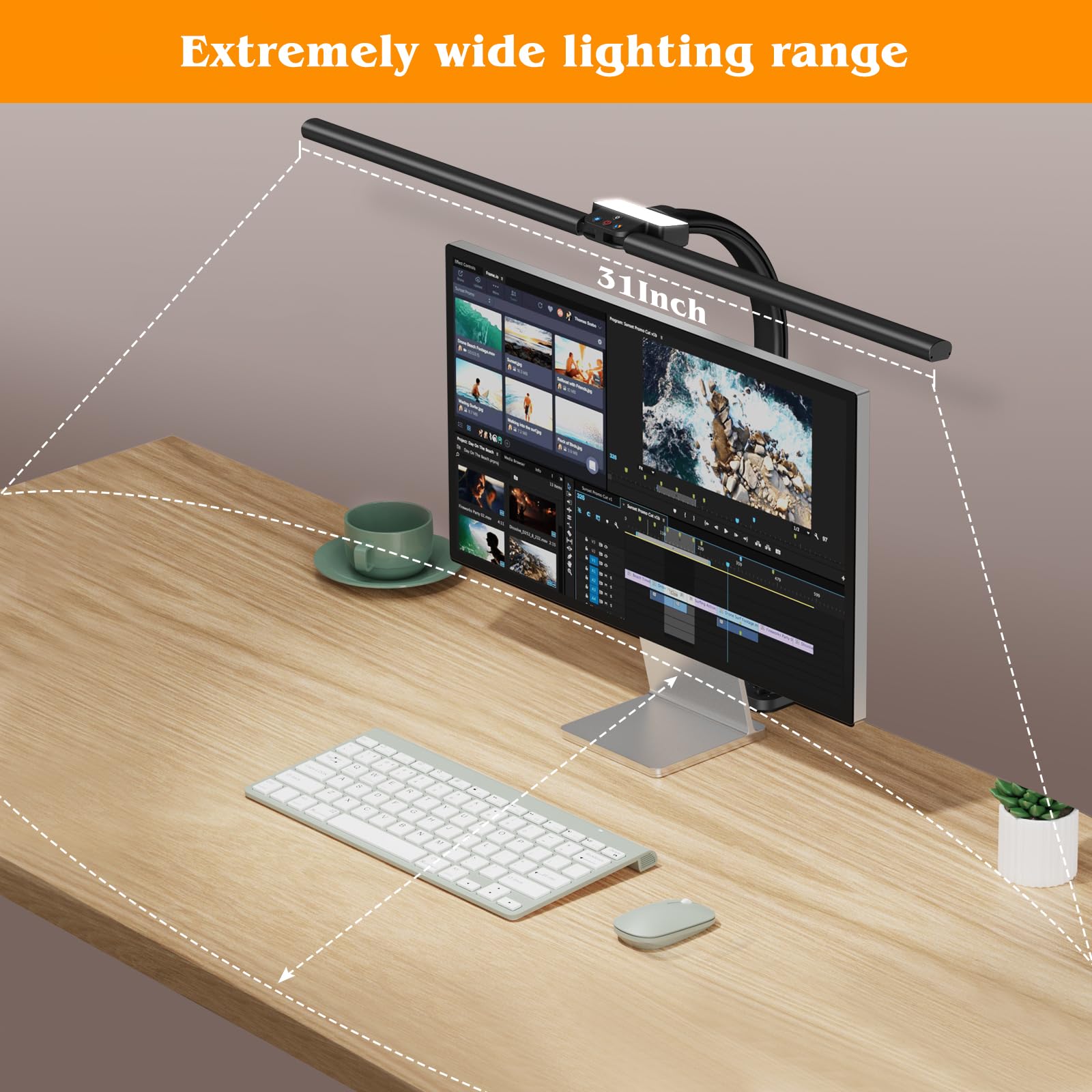 Akrryr Led Desk Lamp For Home Office,24W Bright Eye-Caring Desk Light With Clamp,5 Brightness And 5 Temperatures Dimmable Workbe