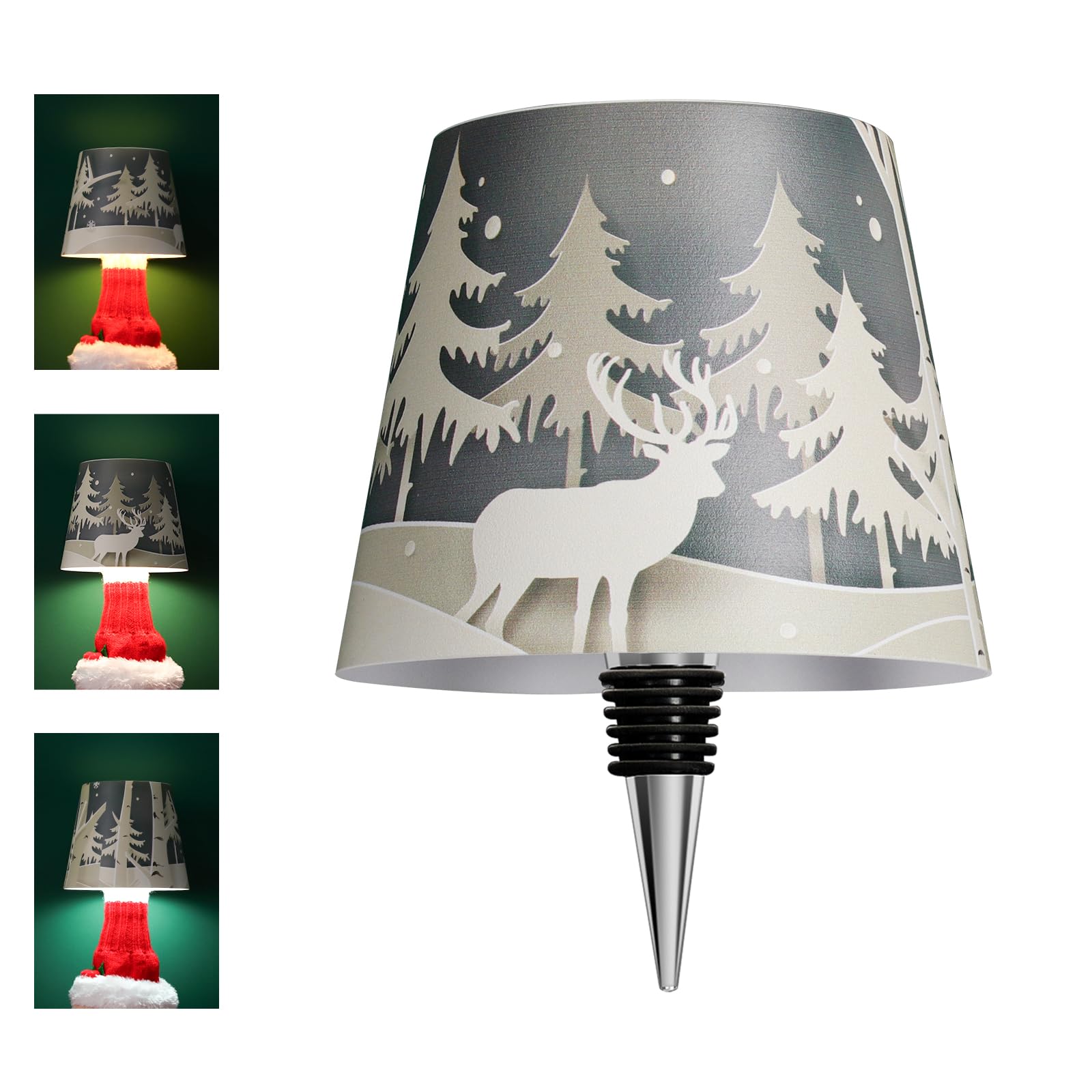 Mebaraul Wireless Bottle Lamp Shade, LED Rechargeable Table Lamp, 3 Colors Dimming, Forest, Model FT1