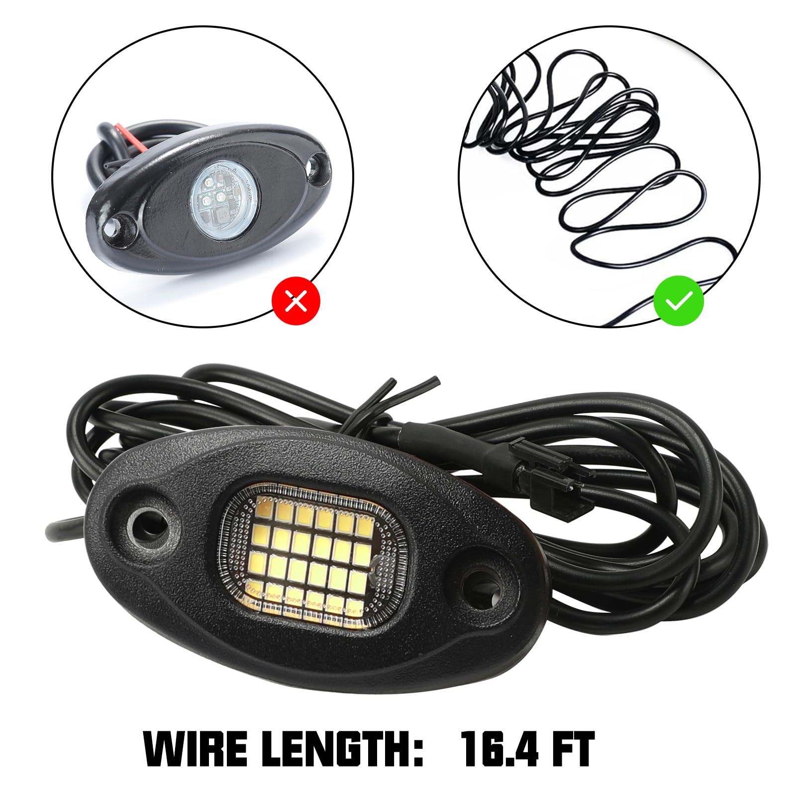 SUNPIE Quick Connect Rock Lights, 8 Pods, Aluminium, 6000K Pure White, IP67 Waterproof, Model 001-White-8
