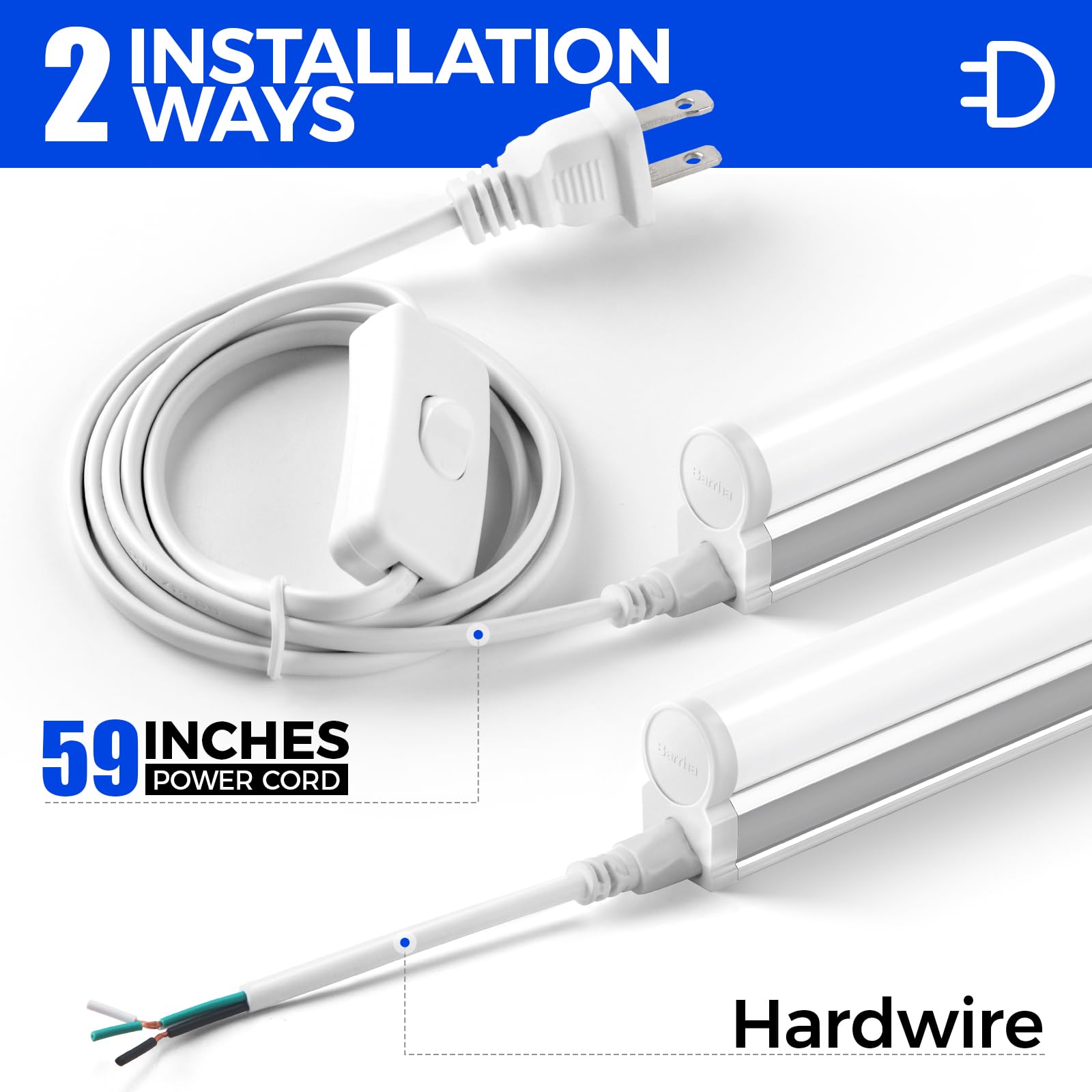 Barrina LED T5 Integrated Fixture, 4FT, 20W, 2200lm, 6500K Bright White, Aluminum, Model INWT504020650Bc