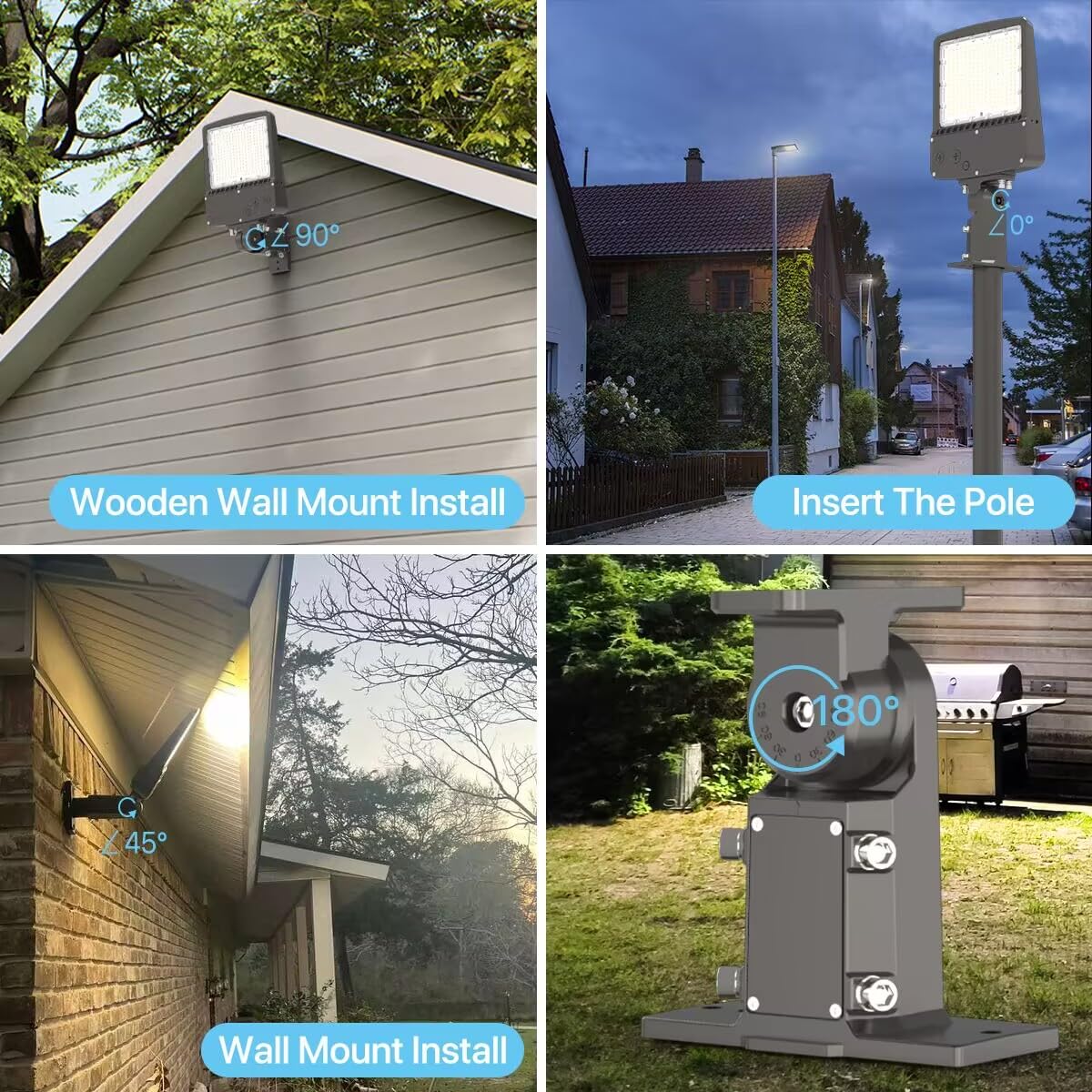 HYPERLITE 200W LED Parking Lot Light 30000LM 5000K Bronze with Photocell & Mounting Options, Model ZE-200WAPM-1