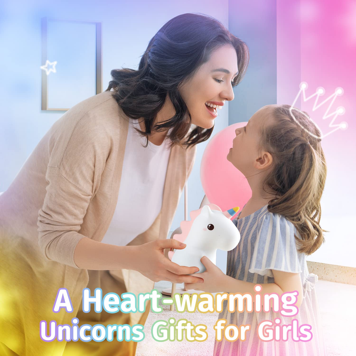 One Fire Unicorn Night Light - 16 Colors Silicone Lamp With Sound Machine, Rechargeable, Timer, Cute Design For Kids Bedroom