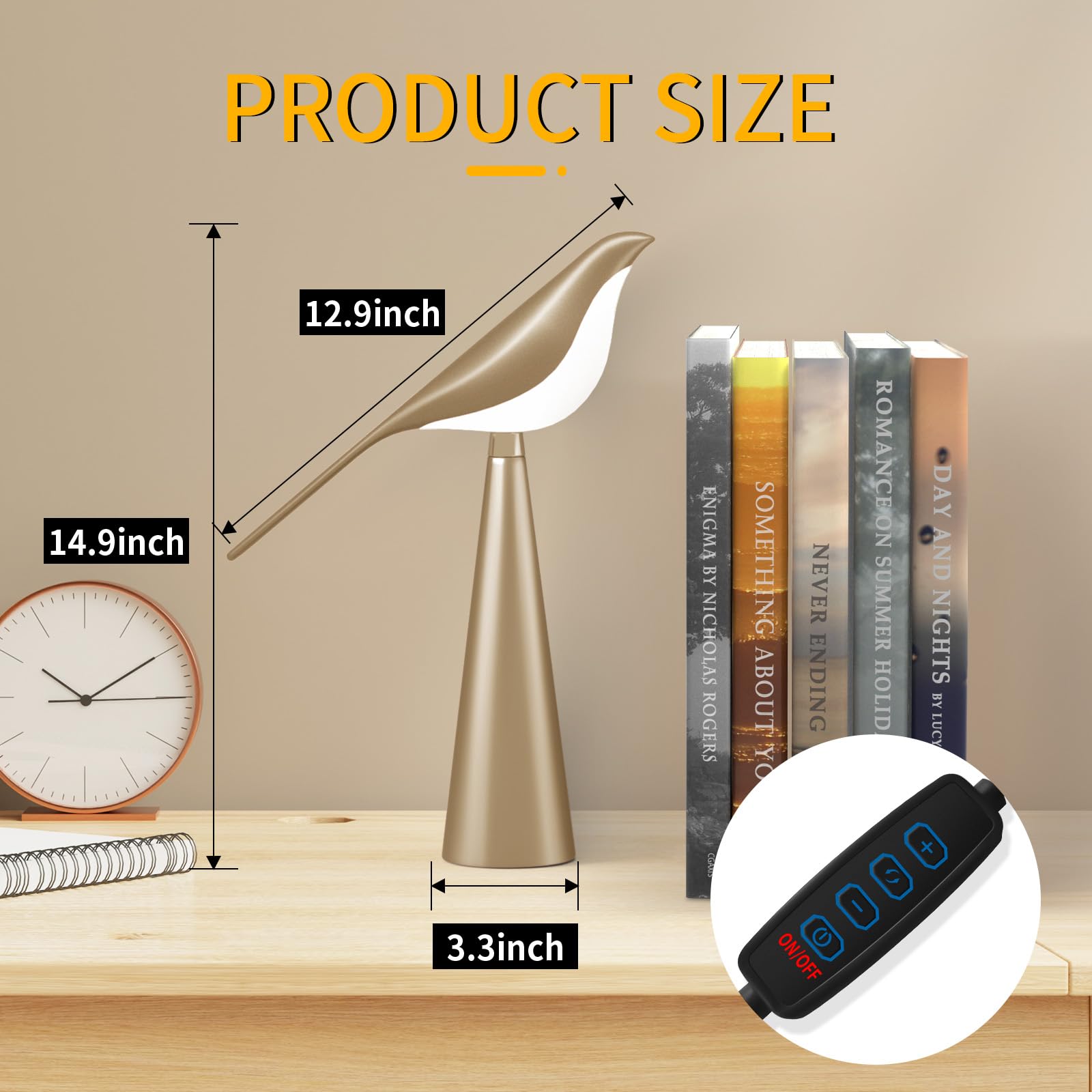 Xhope4U Table Lamp For Bedroom, Bird Night Light, 10 Level Dimmable Brightness Bedside Lamps, Desk Lamp For Dorm, Office, Gift,