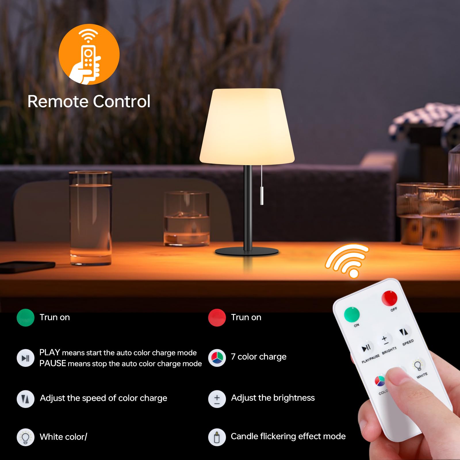 Gewiny Outdoor Battery Operated Table Lamp Cordless Shower Lamp Waterproof Led Dimmable Warm White And Rgb Table Lamps Rechargea