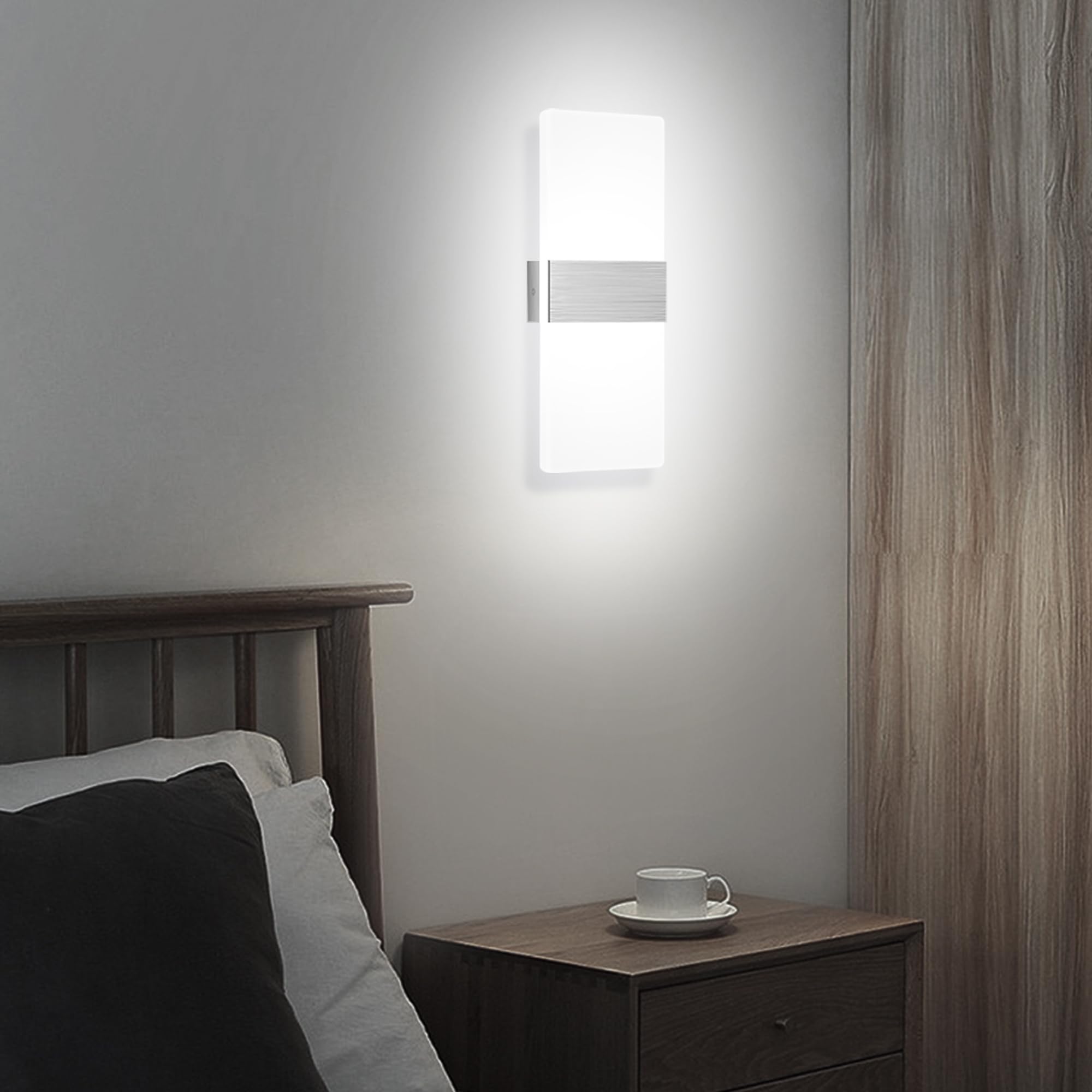 Mehidfy Wall Sconces Sets Of 2  Dimmable Touch Control Wall Lamp  Rechargeable Led Wall Sconces  Battery Operated Wall Lights  Bedside Lamp  Reading Light Bedroom With 4 Brightness (White)