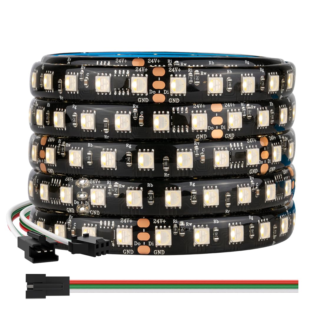 BTF-LIGHTING WS2814 IC RGBW RGB+Warm White(Similar WS2812B) Addressable DC24V 16.4FT 84LED/m 14pixel/m 4 Colors in 1 Dream Color