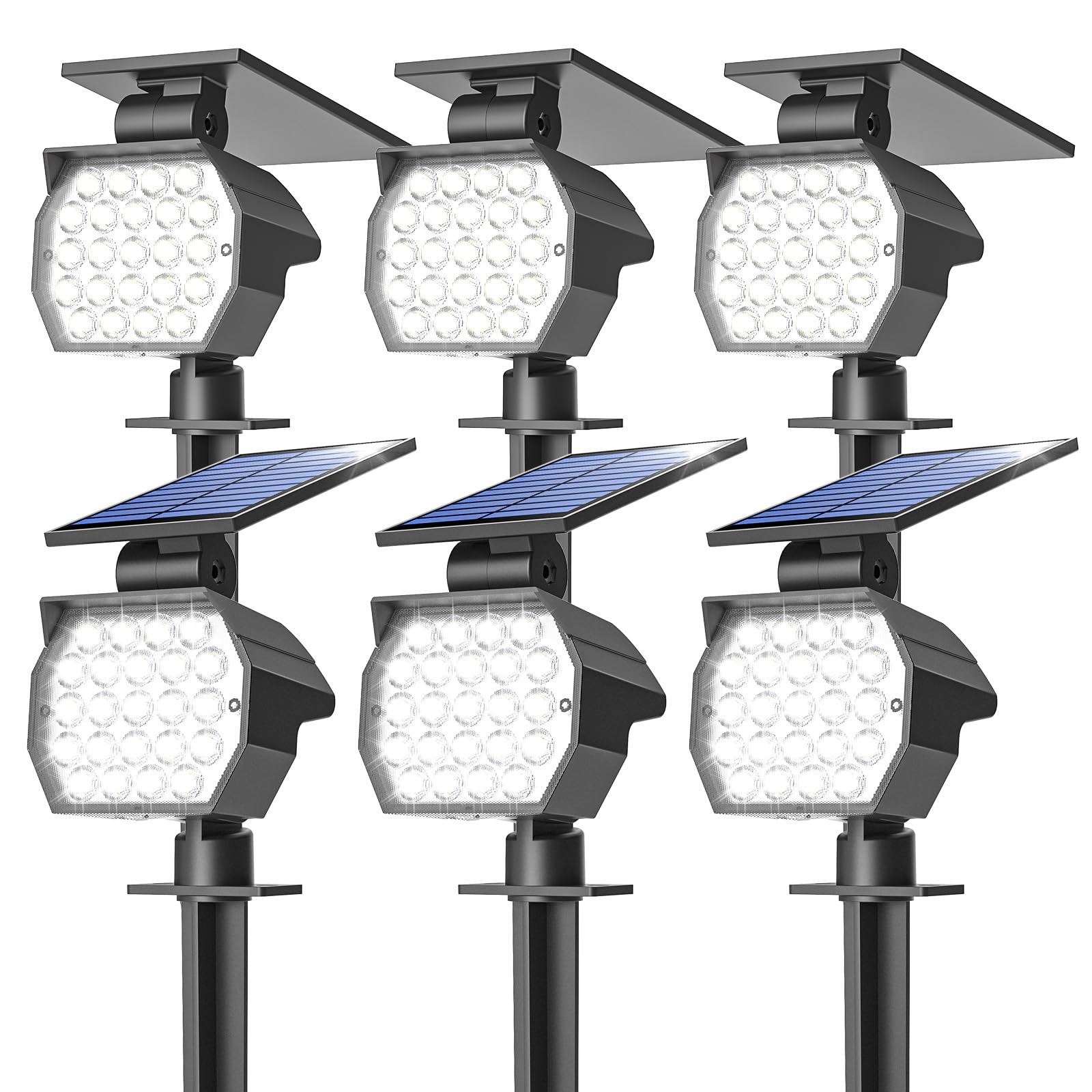 NIORSUN Solar Spot Lights, 23 LEDs, IP67 Waterproof, 3 Lighting Modes, 6 Pack, Cool White, Model TBD60-White6