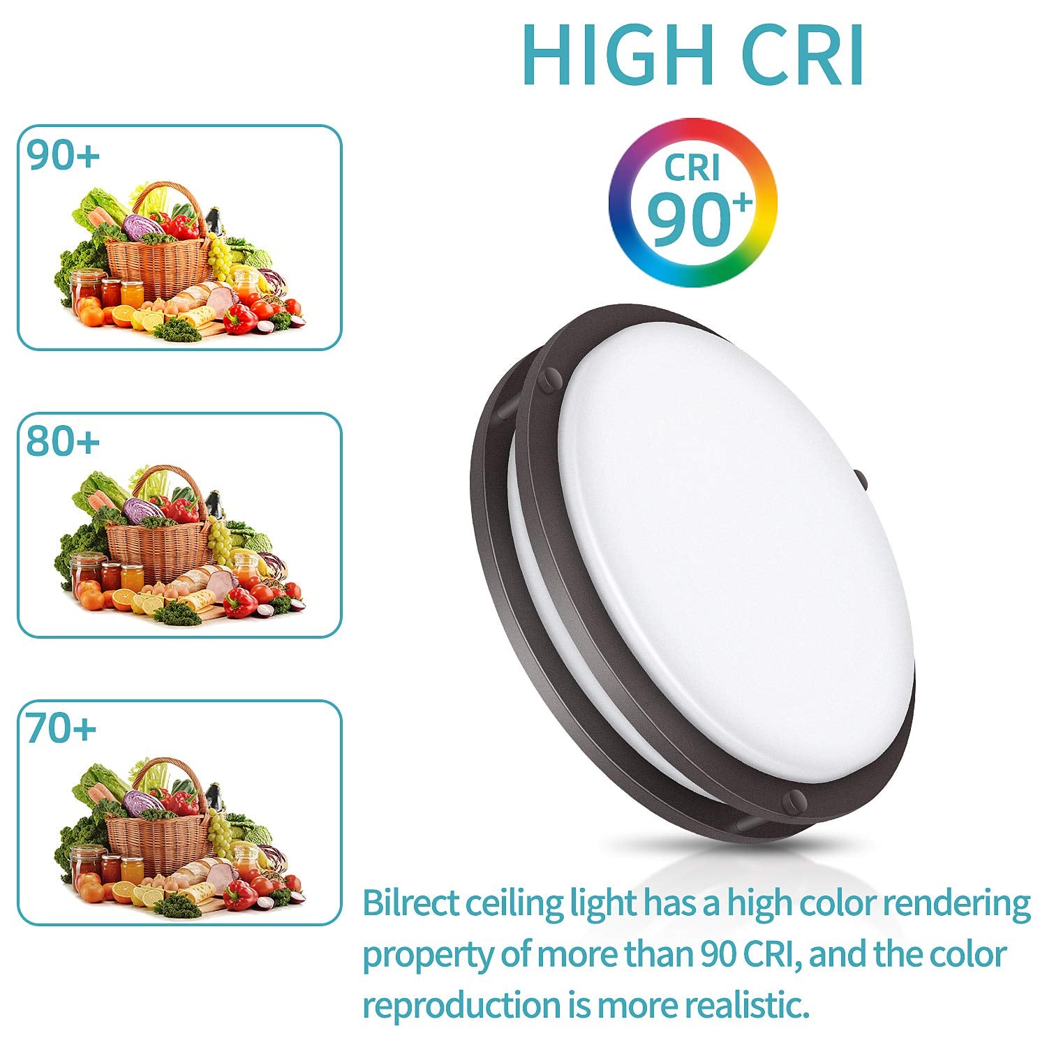 Bilrect 18W Dimmable Flush Mount Ceiling Light, 10&quot; Fixture, 1600Lm, 3000K/