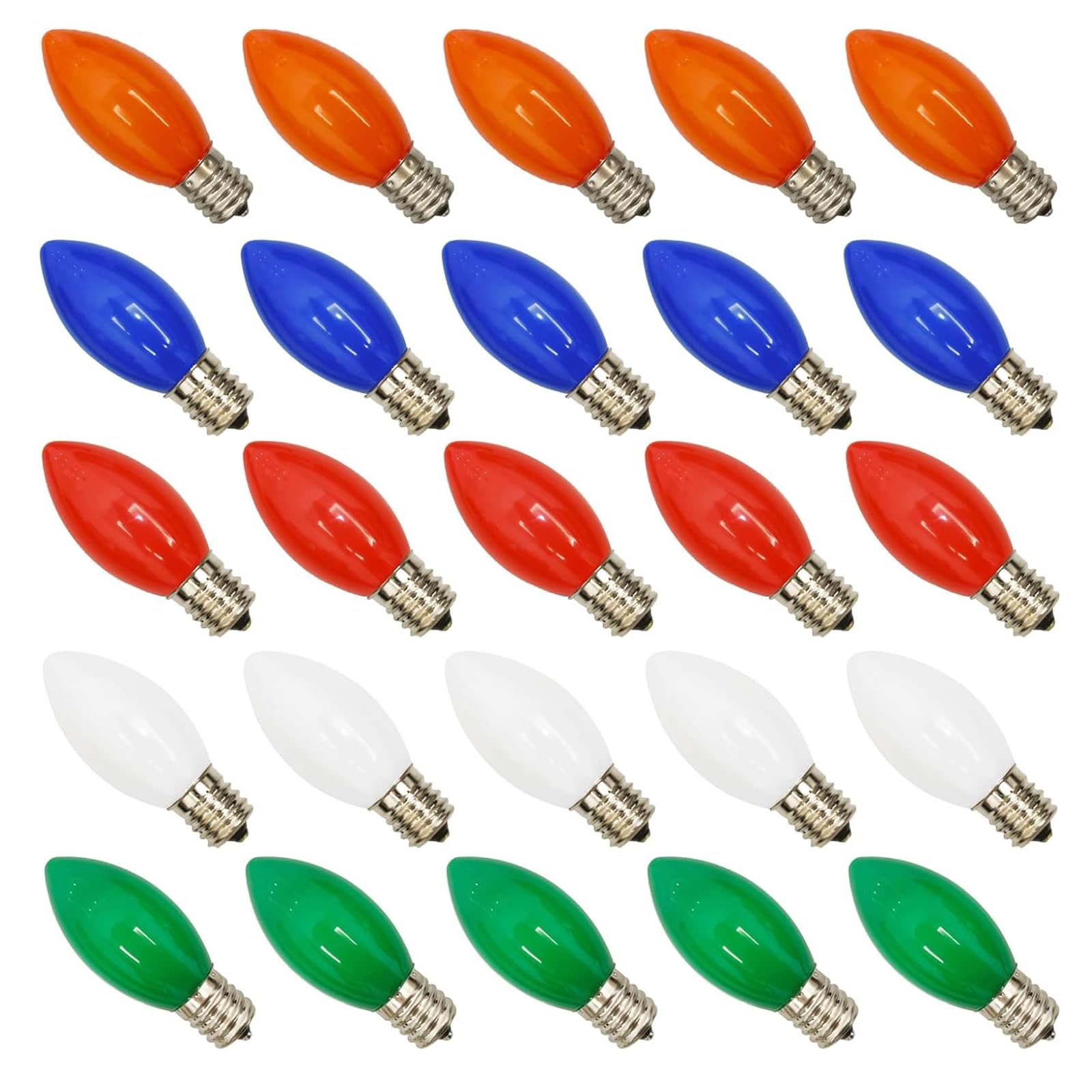 Goothy 25 Pack Multicolor C9 Led Christmas Light Bulbs, C9 Replacement Bulbs For Christmas Outdoor String Lights, E17 Base Led B