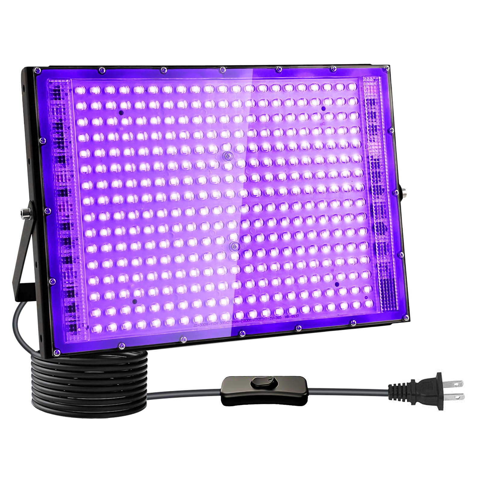 Indmird 300W Black Lights  Blacklight Flood Light With Plug And Switch For Glow Party  Black Light Party  Halloween  Body discomfort-reducingt  Neon Glow  Fluorescent Poster  Stage Lighting