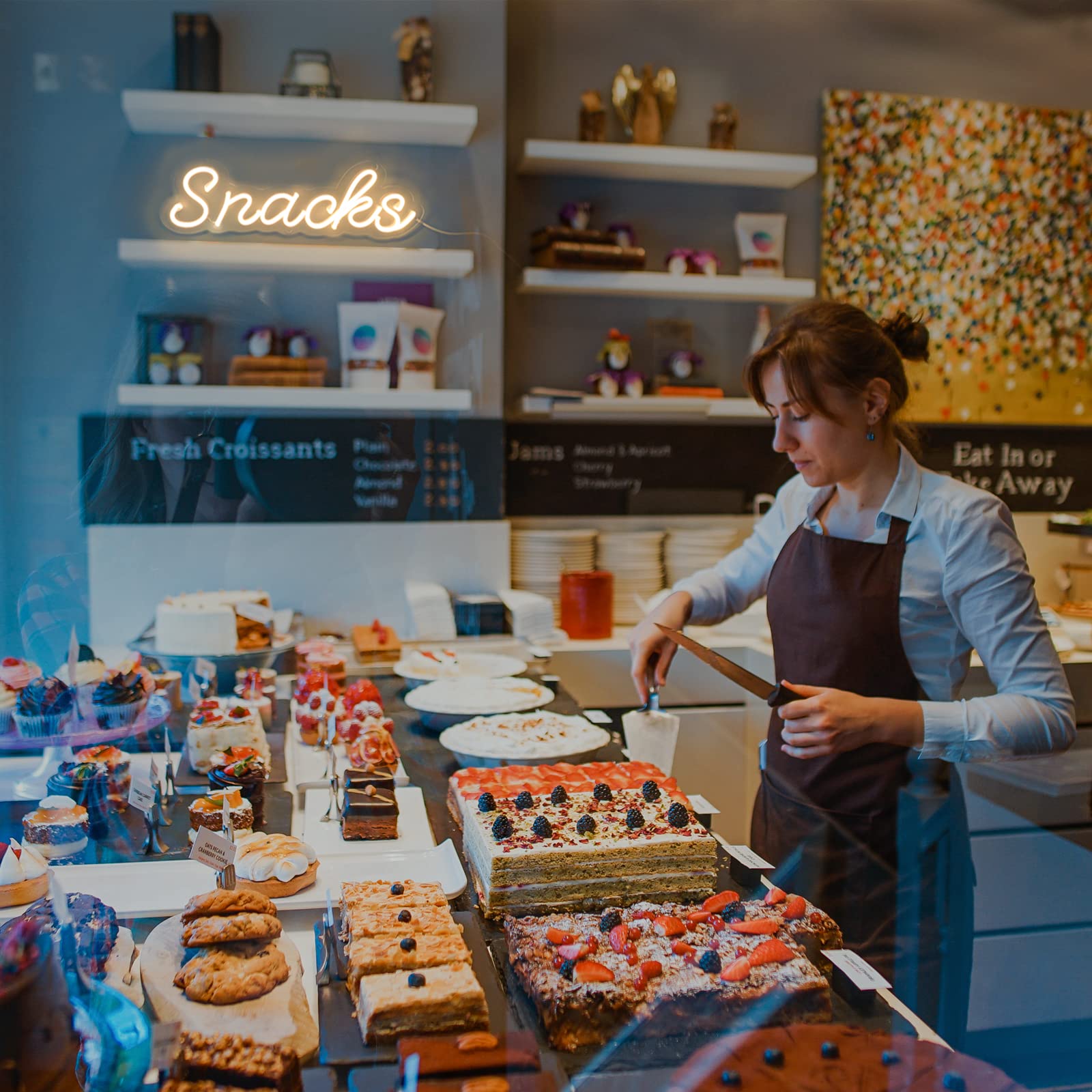 Kanaya Warm White Dimmable Led Neon Sign - Usb Powered Wall Art For Snack Bar & Cake Shop, 15 Inch